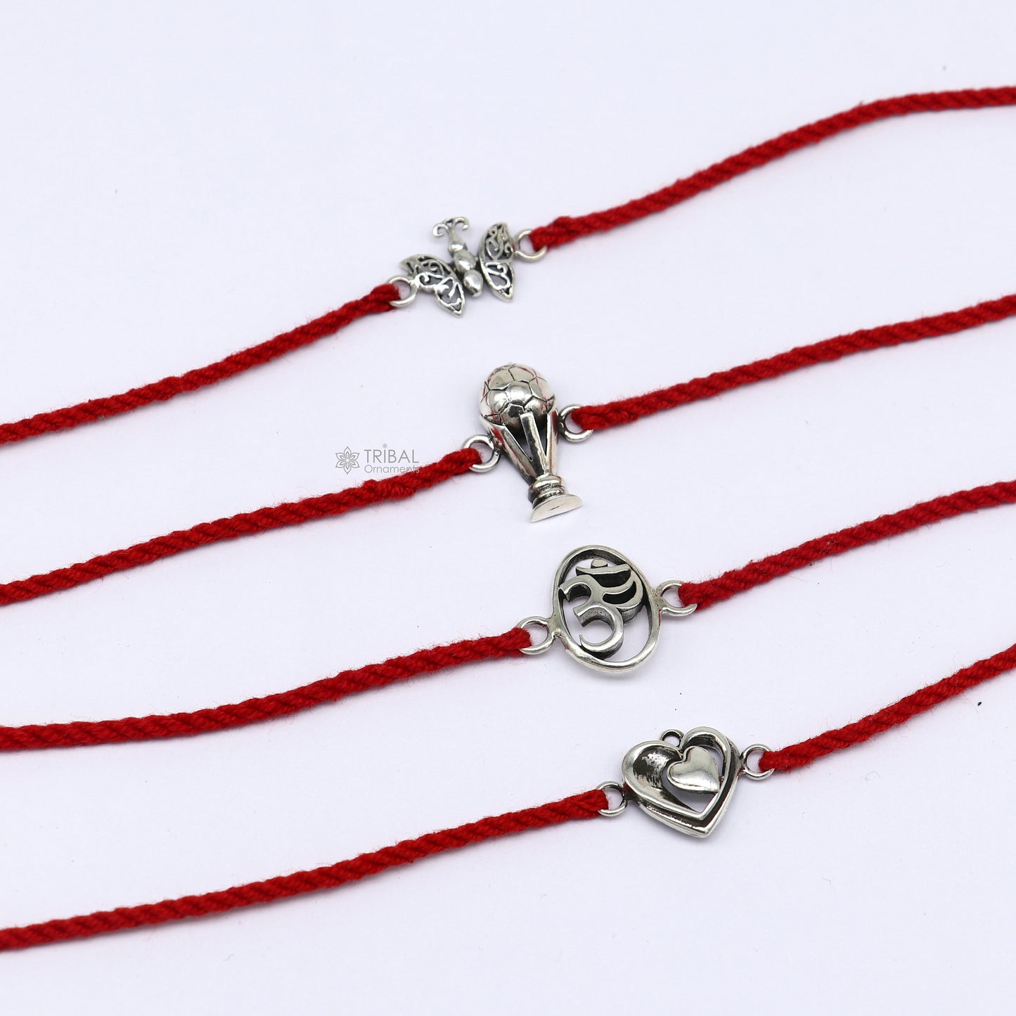 925 sterling silver handmade Aumbutterflylovefootball trophy Rakhi Bracelet, Exclusive sibling Bracelet Rakshabandhan gift rk302 - TRIBAL ORNAMENTS