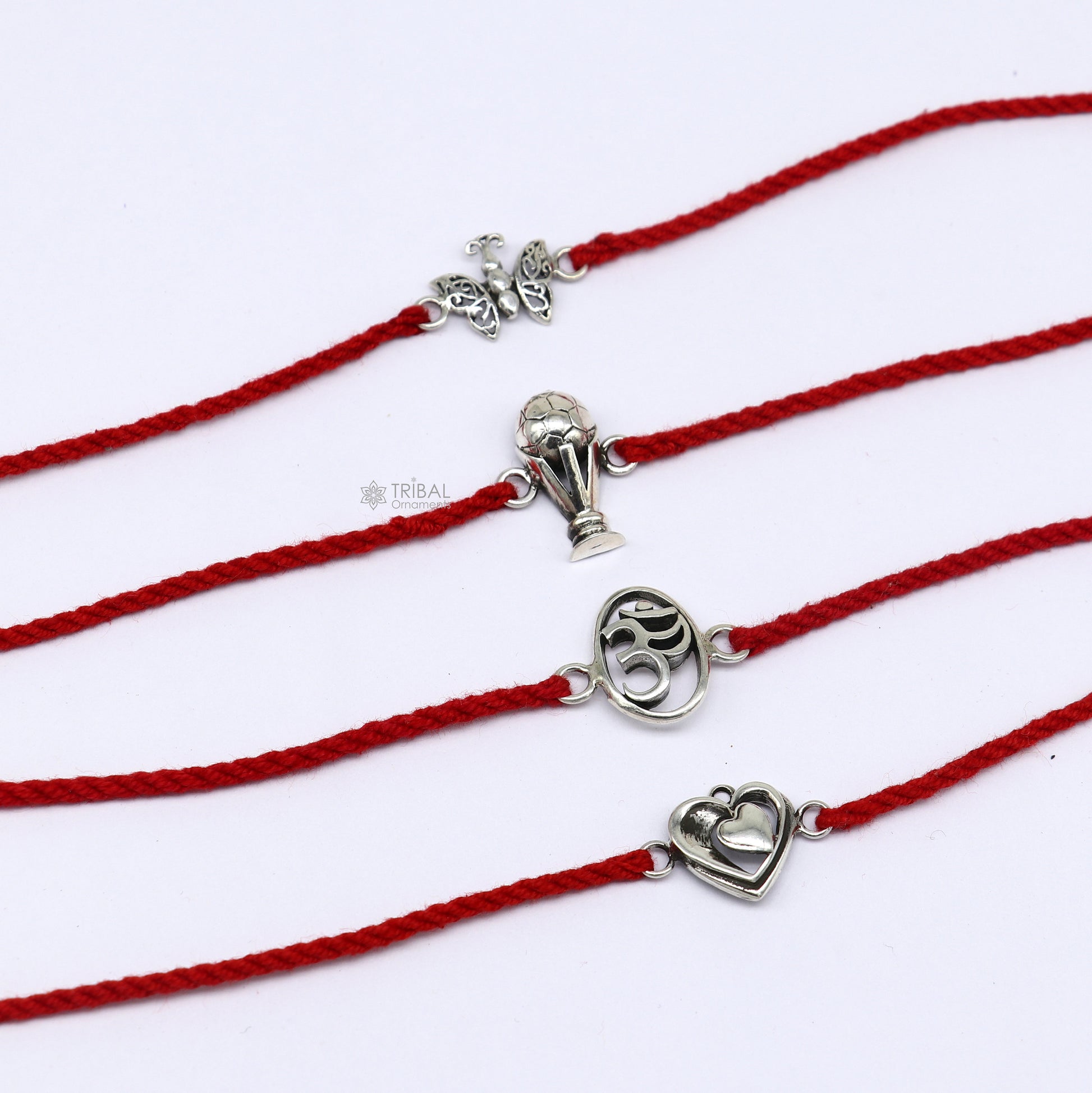 925 sterling silver handmade Aumbutterflylovefootball trophy Rakhi Bracelet, Exclusive sibling Bracelet Rakshabandhan gift rk302 - TRIBAL ORNAMENTS
