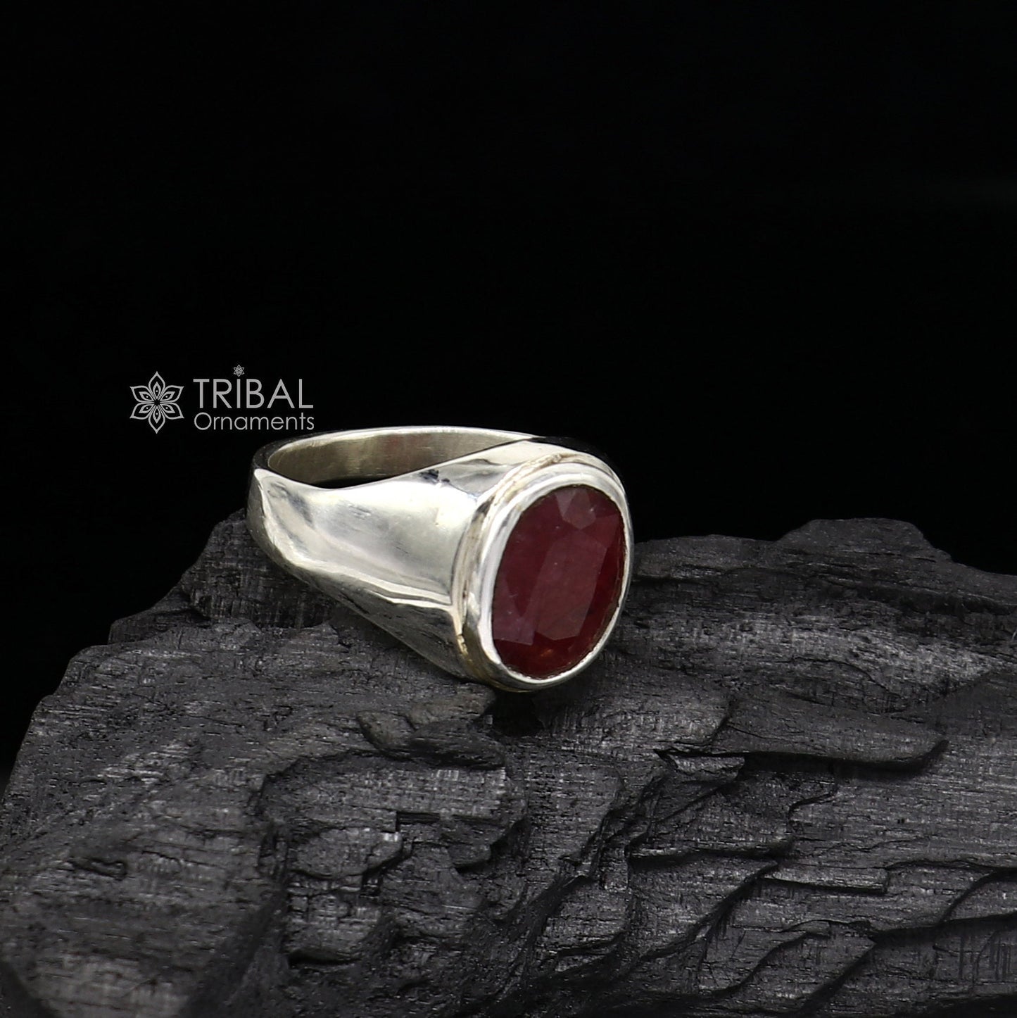 Authentic real 6 carat ruby (manak) stone 925 sterling silver handmade ring band for both men's and girl's, best Astro ring sr378 - TRIBAL ORNAMENTS