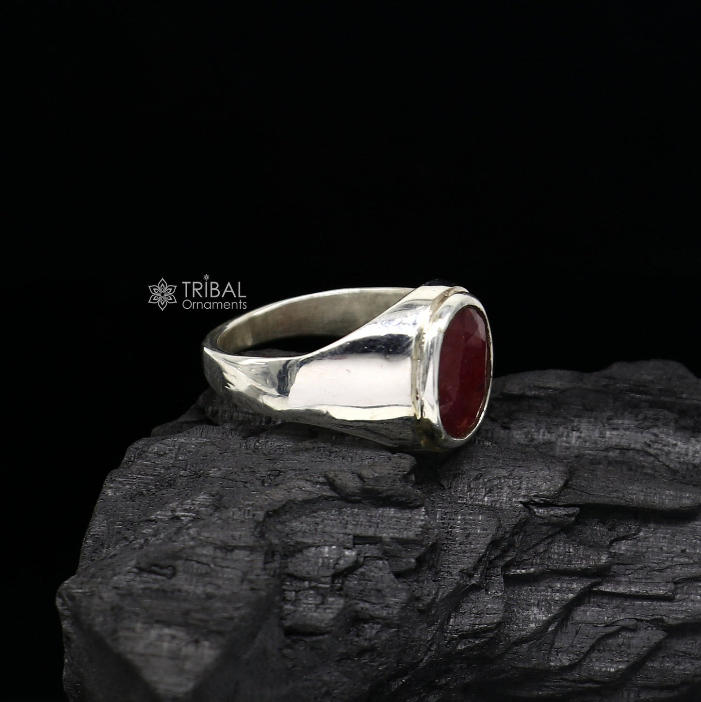 Authentic real 6 carat ruby (manak) stone 925 sterling silver handmade ring band for both men's and girl's, best Astro ring sr378 - TRIBAL ORNAMENTS