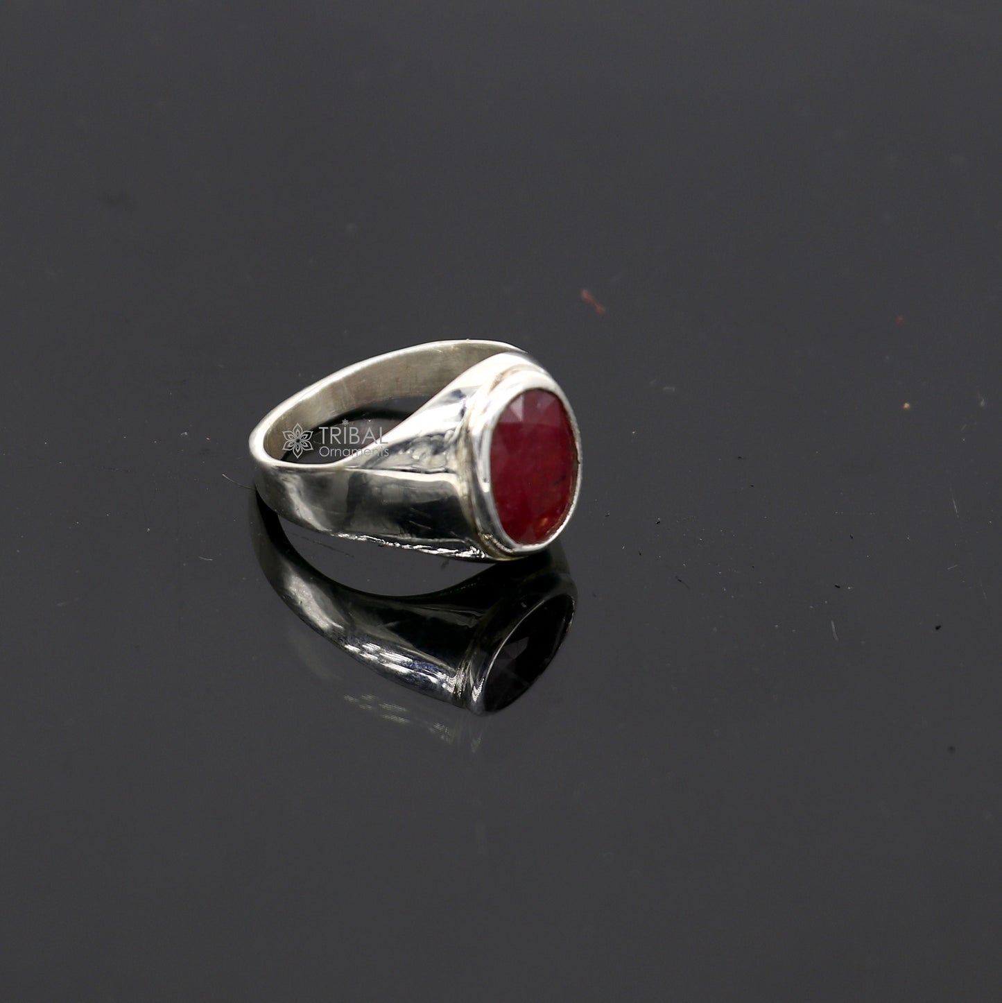 Authentic real 6 carat ruby (manak) stone 925 sterling silver handmade ring band for both men's and girl's, best Astro ring sr378 - TRIBAL ORNAMENTS