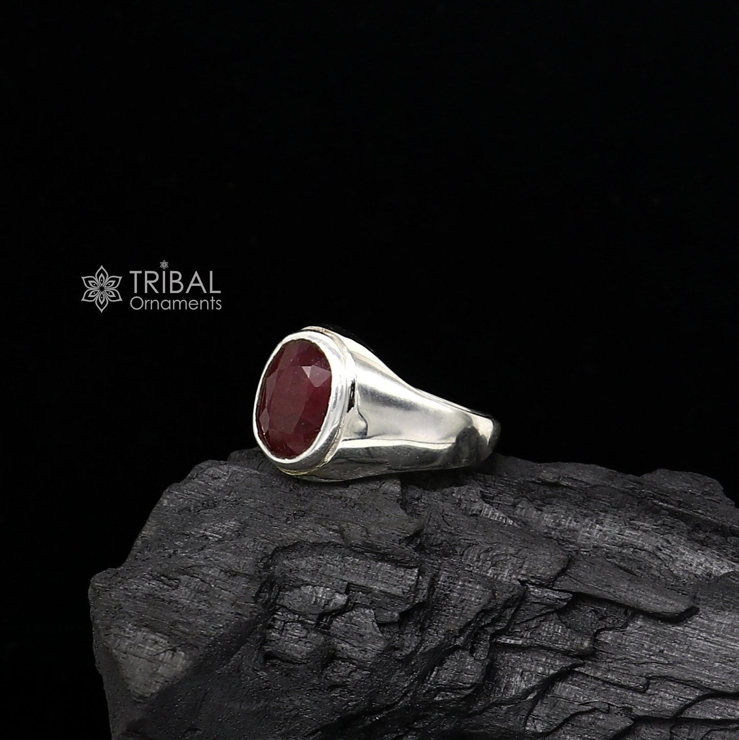 Authentic real 6 carat ruby (manak) stone 925 sterling silver handmade ring band for both men's and girl's, best Astro ring sr378 - TRIBAL ORNAMENTS