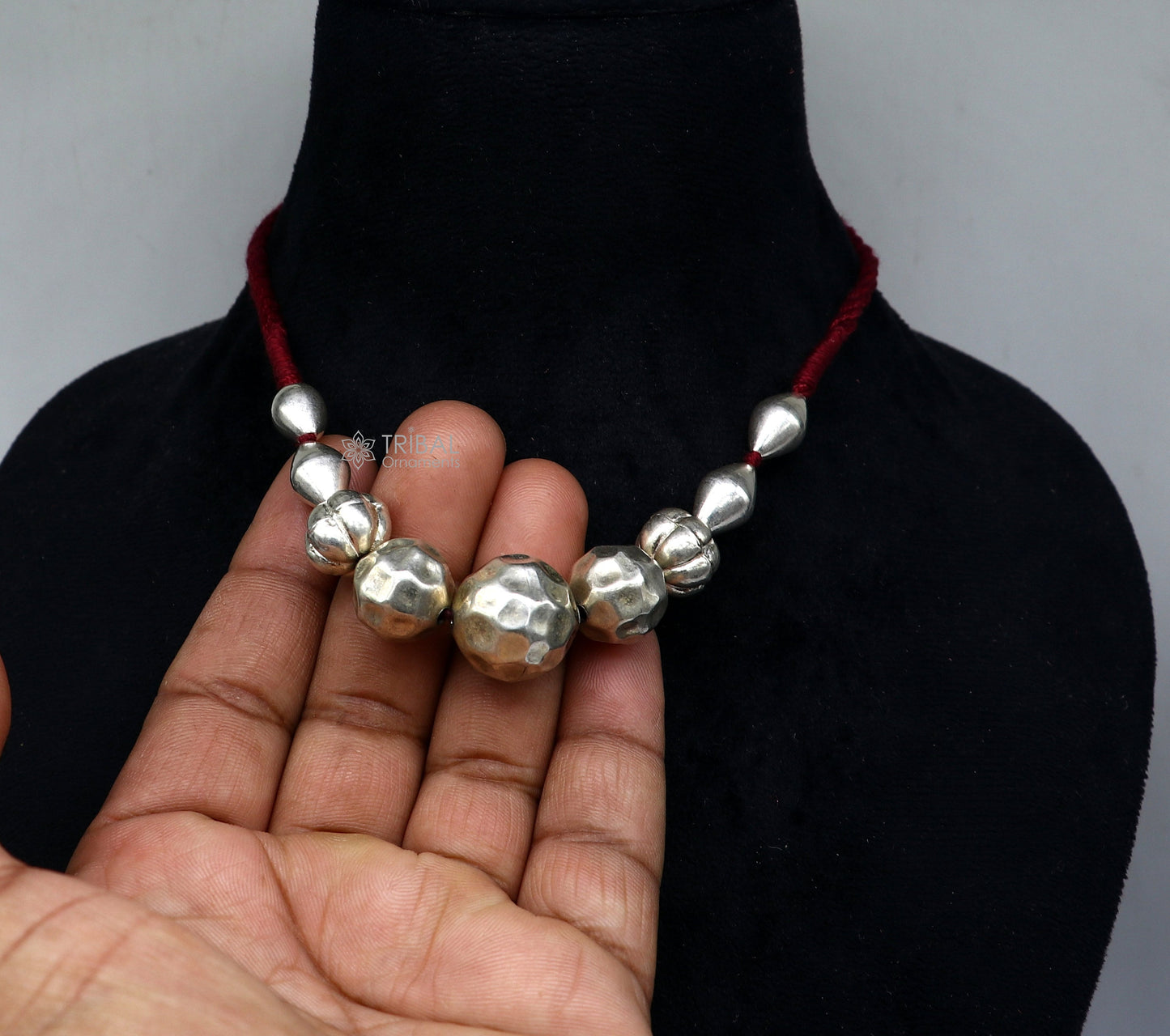 925 sterling silver vintage stylish beaded necklace, excellent brides gifting fashion wedding ethnic choker necklace tribal jewelry set640 - TRIBAL ORNAMENTS