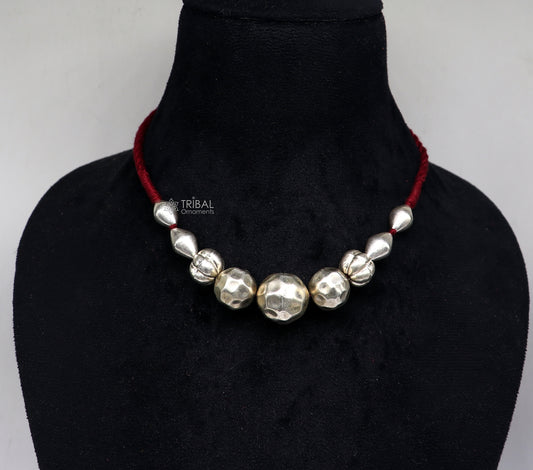 925 sterling silver vintage stylish beaded necklace, excellent brides gifting fashion wedding ethnic choker necklace tribal jewelry set640 - TRIBAL ORNAMENTS
