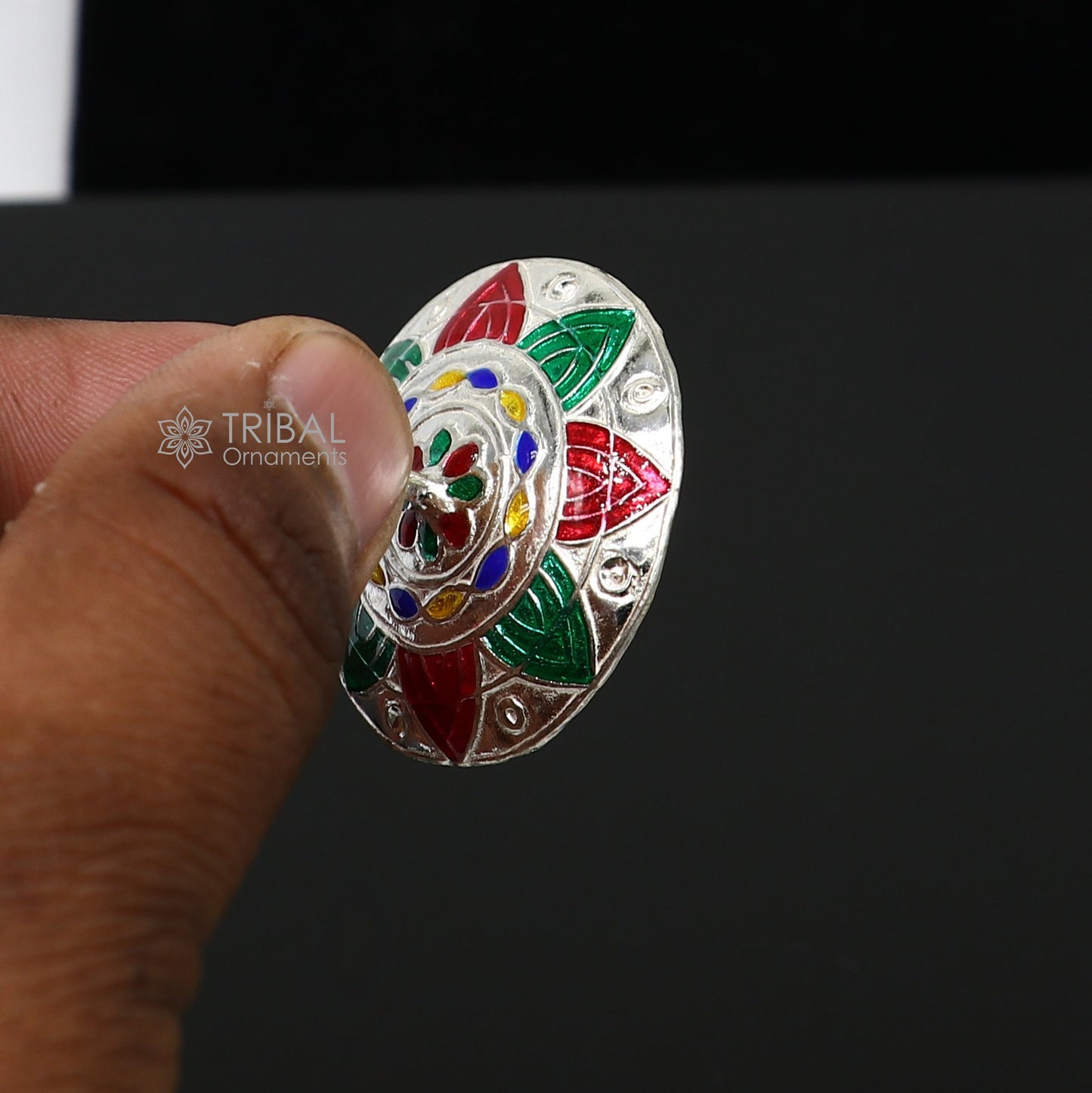 925 sterling silver handmade enamel work Firki or Lattu toy , best silver toy for your baby krishna idols, best silver article india su1152 - TRIBAL ORNAMENTS