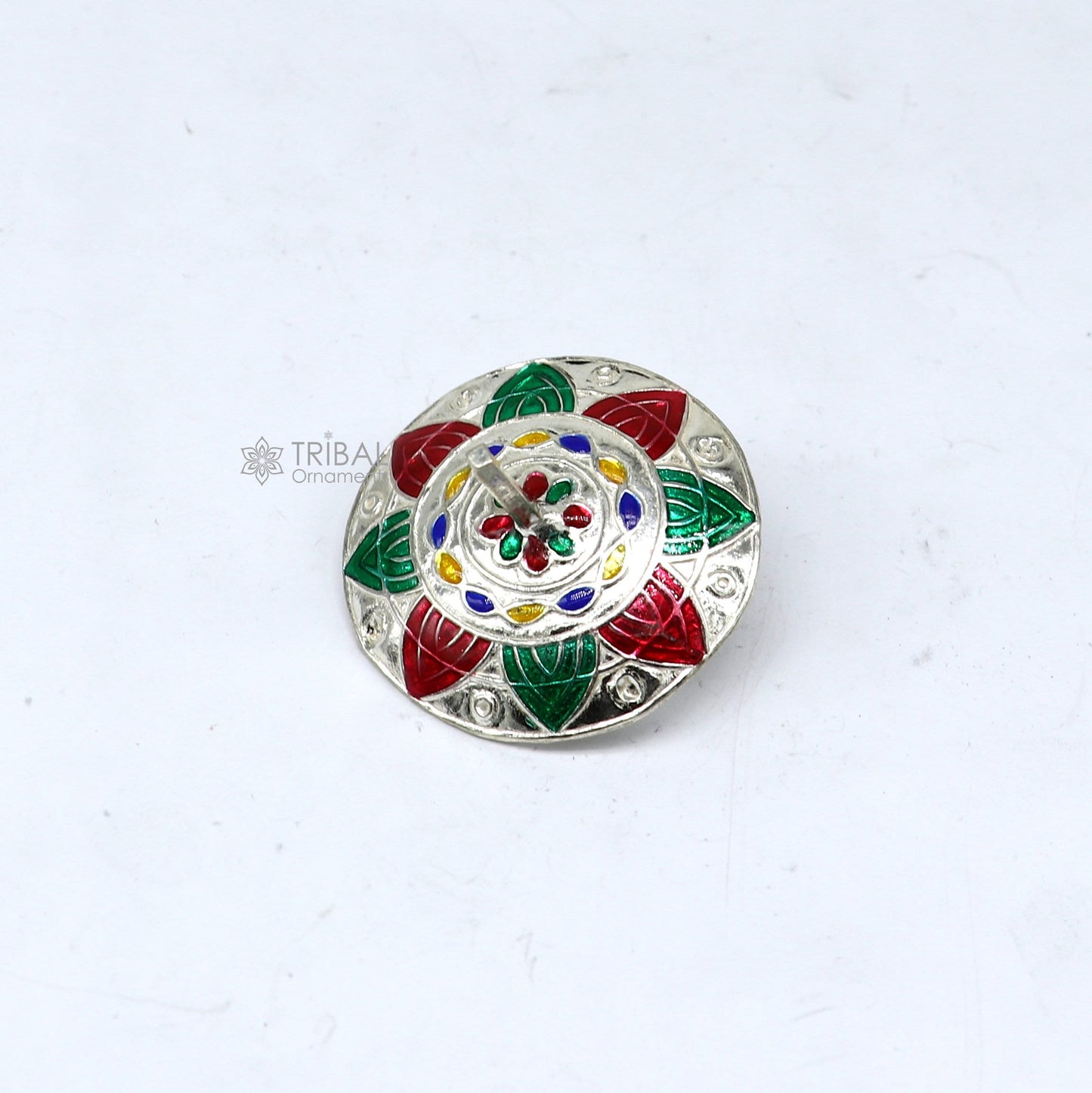 925 sterling silver handmade enamel work Firki or Lattu toy , best silver toy for your baby krishna idols, best silver article india su1152 - TRIBAL ORNAMENTS