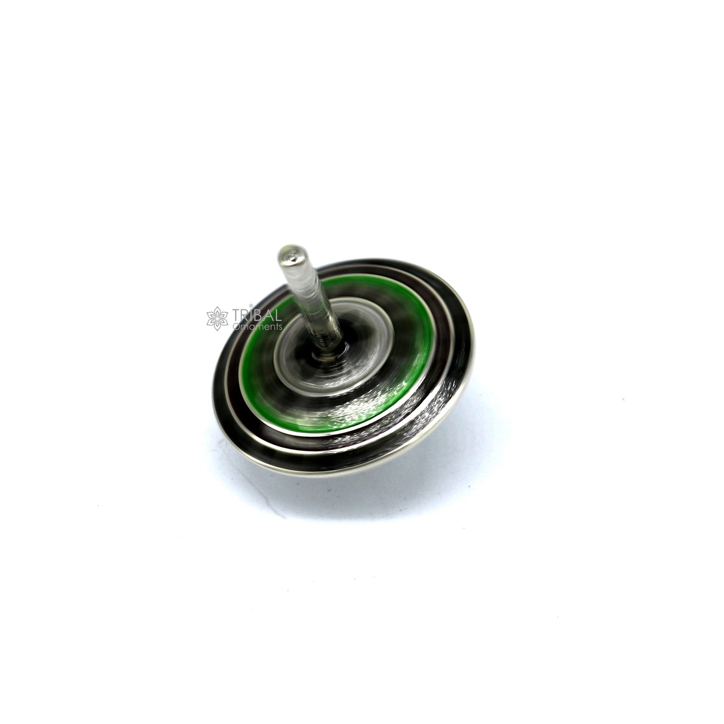 925 sterling silver handmade enamel work Firki or Lattu toy , best silver toy for your baby Krishna idols, best silver article india su1156 - TRIBAL ORNAMENTS