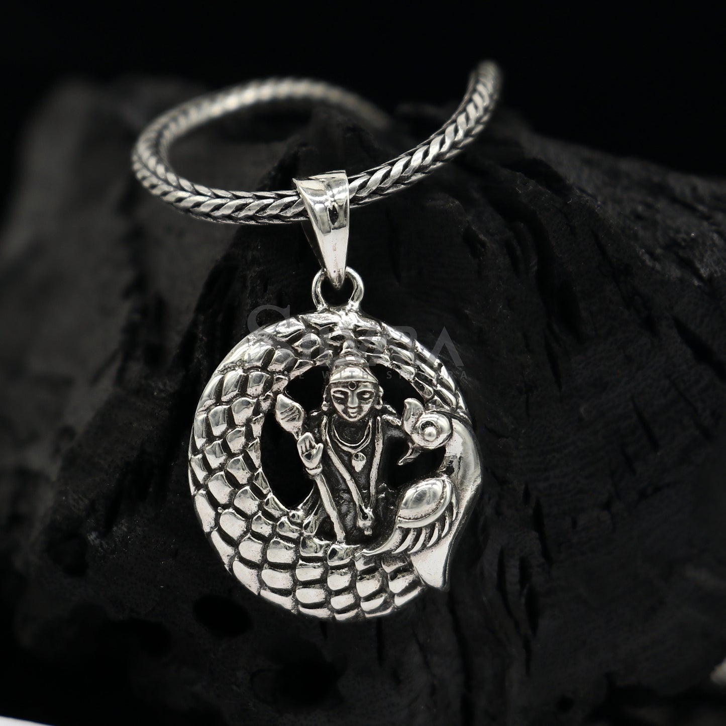 925 sterling silver Divine lord murugan KARTIKEYA pendant, excellent vintage designer silver handmade elegant pendant jewelry NSP683 - TRIBAL ORNAMENTS