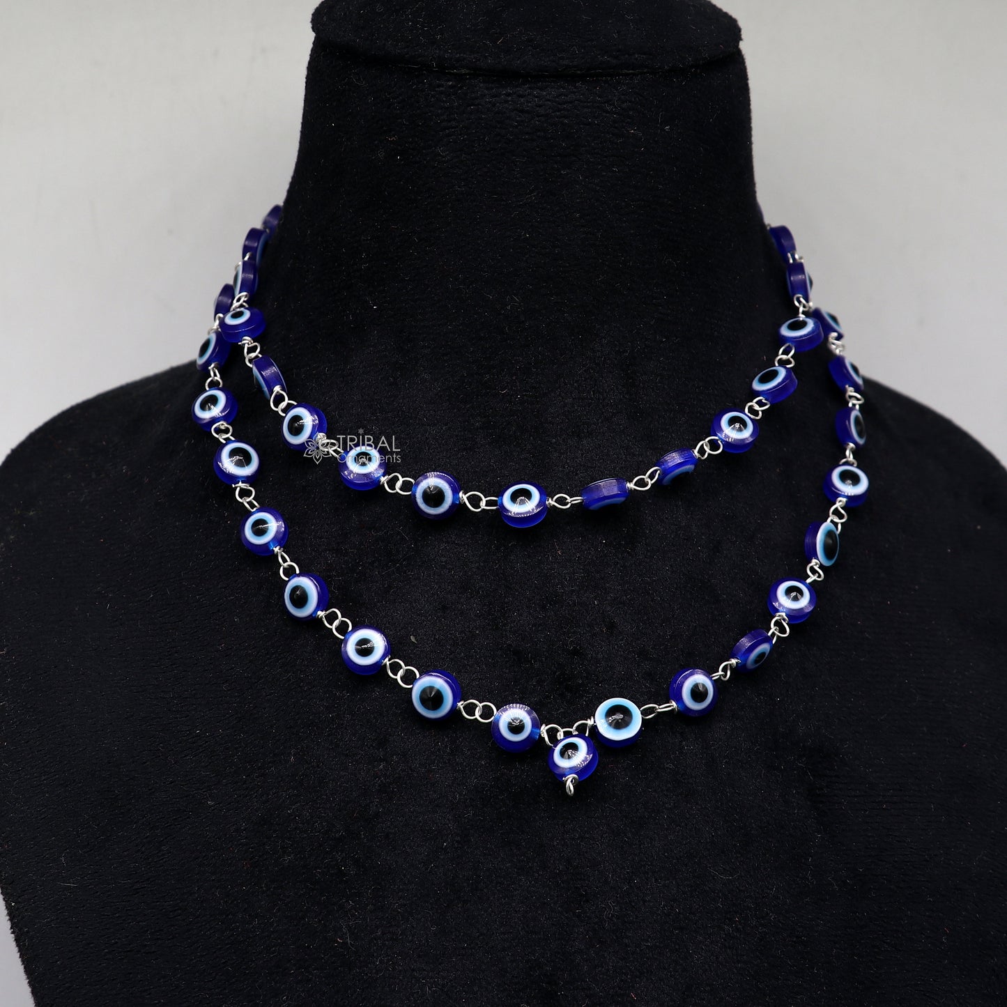 54 beads Jaap/ japa mala evil eyes beads handmade necklace chain 925 silver chain necklace meditation necklace ch561 - TRIBAL ORNAMENTS