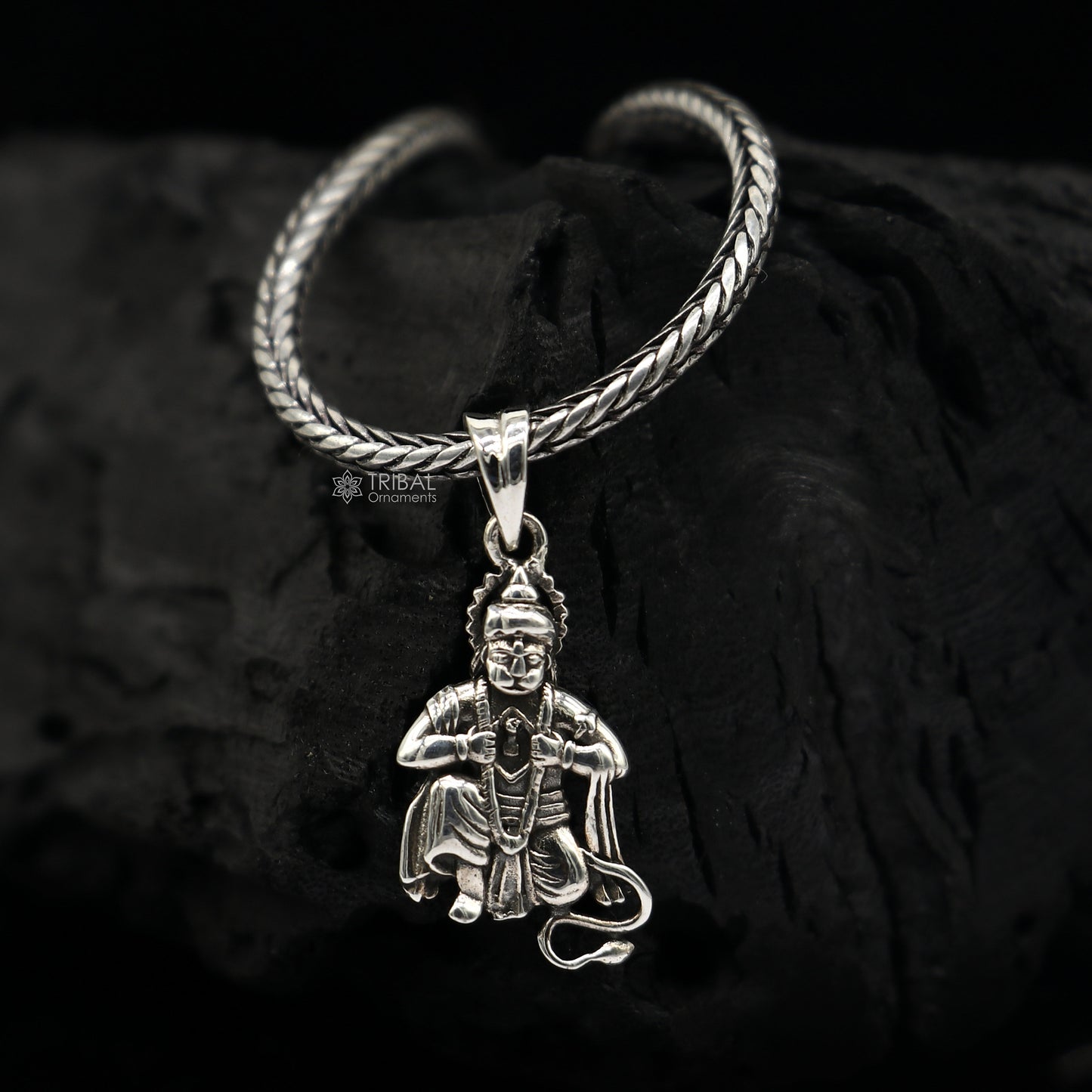 925 sterling silver handmade Hindu idol God Lord hanuman pendant, amazing divine lord bajarangbali pendant unisex gifting jewelry NSP686 - TRIBAL ORNAMENTS