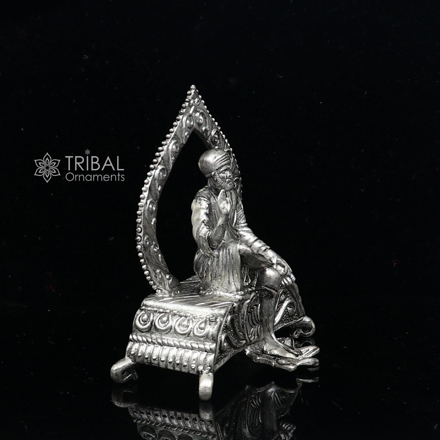 925 sterling silver handmade Divine idol deity Sai Baba mini temple statue murti Statue Sculpture figurine puja article gifting art654 - TRIBAL ORNAMENTS
