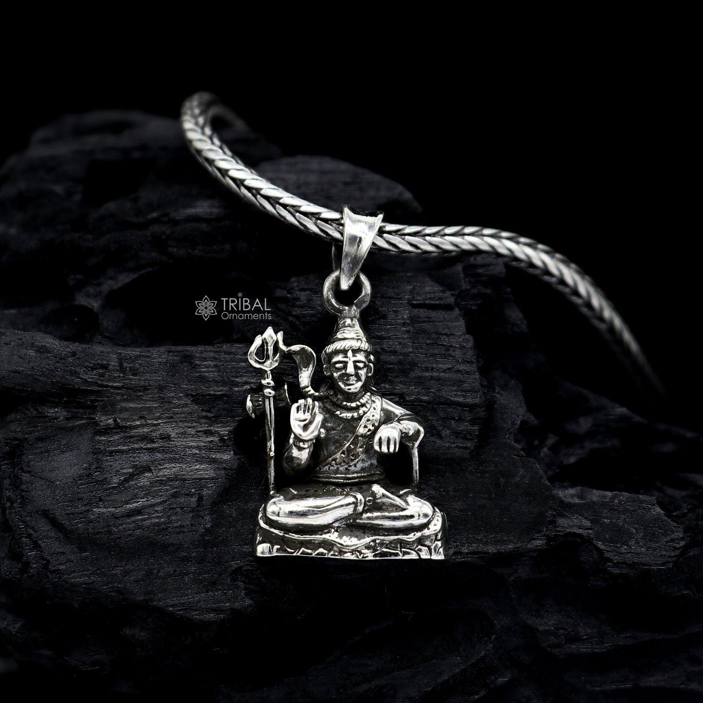 925 sterling silver Divine lord shiva pendant, excellent vintage designer silver handmade holy blessing pendant jewelry nsp696 - TRIBAL ORNAMENTS