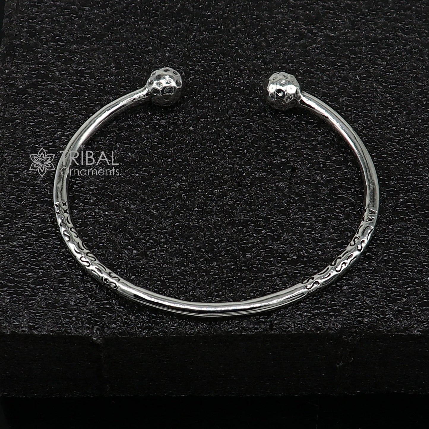 925 sterling silver plain shiny design customized double ball bangle bracelet kada, best stylish brides bangle belly dance jewelry cuff178 - TRIBAL ORNAMENTS