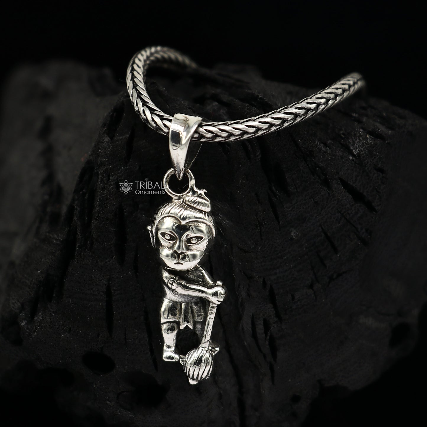 925 pure silver lord BAL HANUMAN pendant best gifting pendant, wheat chain necklace locket best gifting delicate unisex jewelry Nsp722 - TRIBAL ORNAMENTS