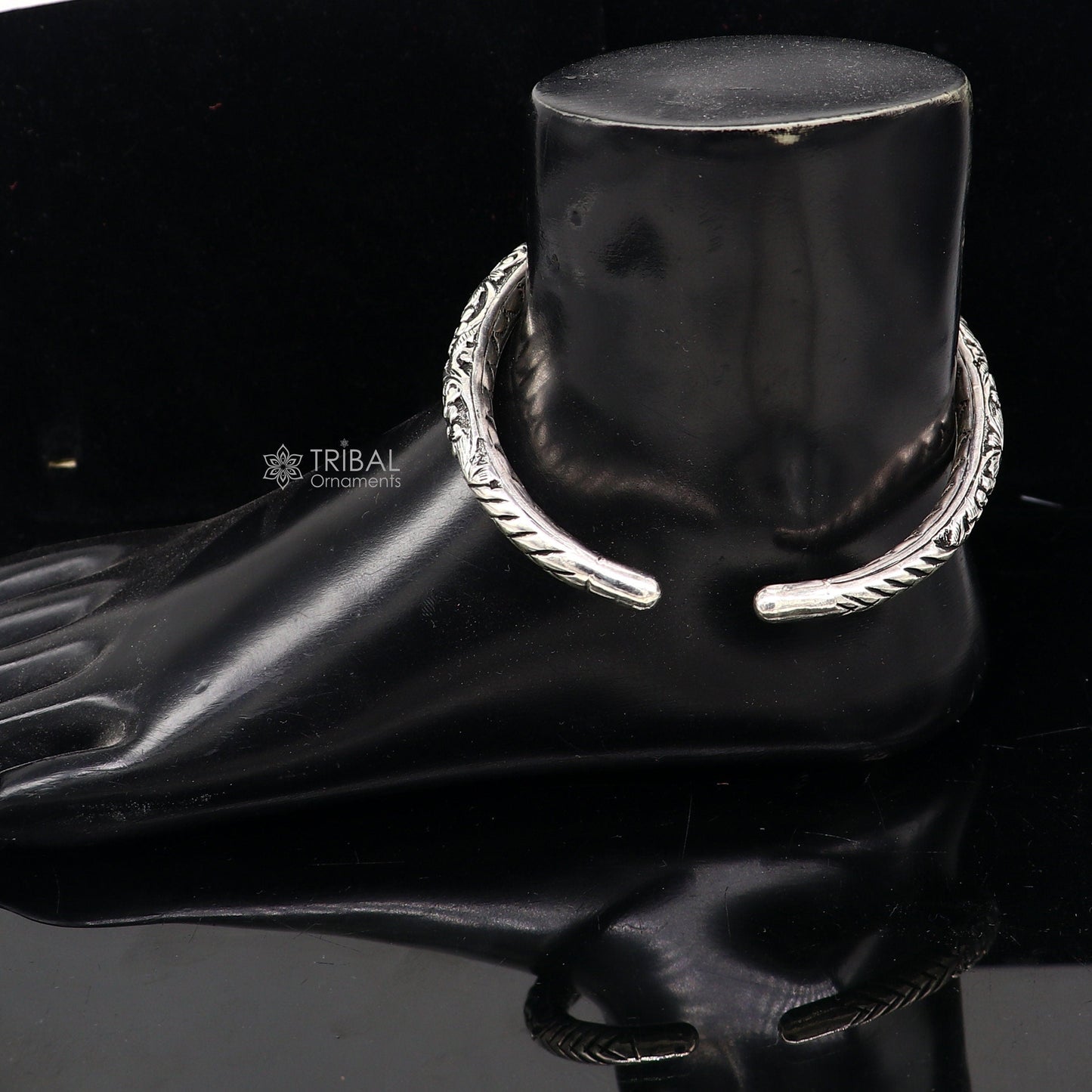 925 sterling silver Vintage antique design handmade gorgeous oxidized foot kada ankle bracelet tribal ethnic silver jewelry nsfk99 - TRIBAL ORNAMENTS