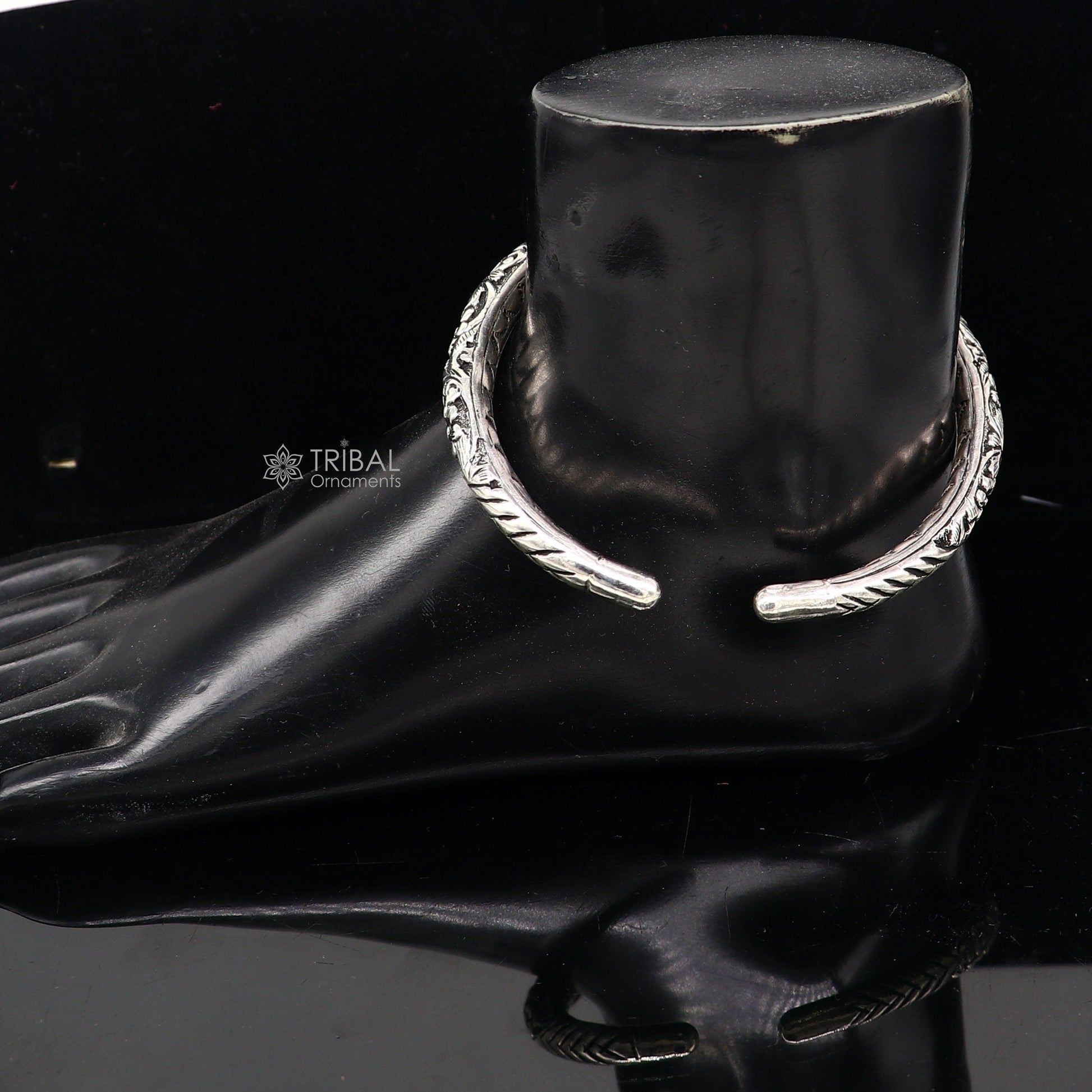 925 sterling silver Vintage antique design handmade gorgeous oxidized foot kada ankle bracelet tribal ethnic silver jewelry nsfk99 - TRIBAL ORNAMENTS