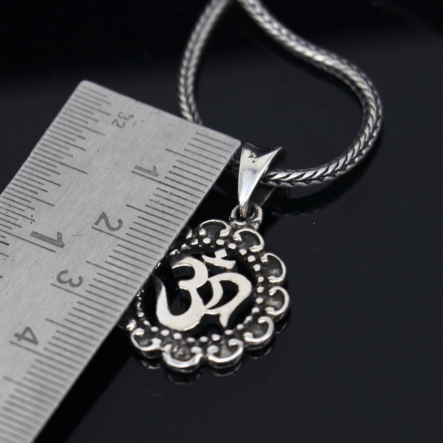 925 pure silver divine mantra AUM OR OM pendant best gifting pendant, wheat chain necklace locket best delicate unisex jewelry nsp740 - TRIBAL ORNAMENTS