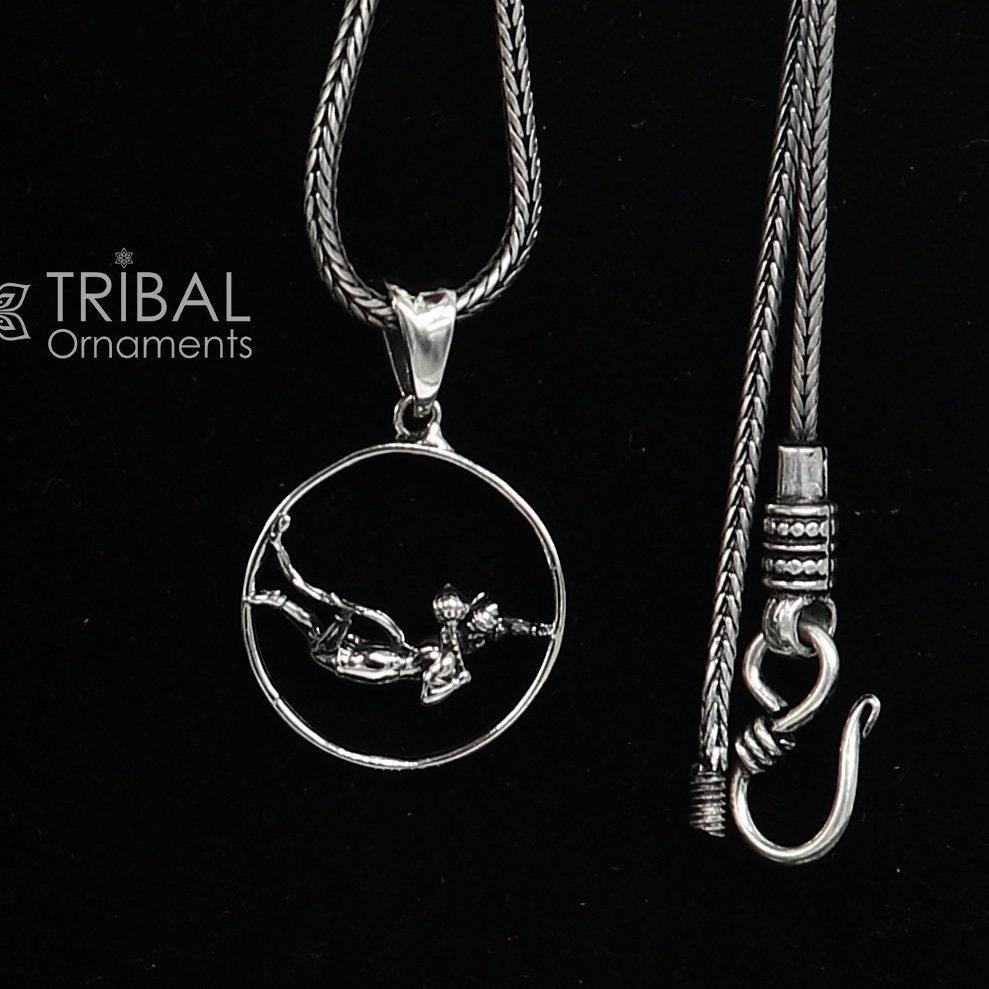 925 pure silver LORD HANUMAN pendant best gifting pendant, wheat chain necklace locket best gifting delicate unisex jewelry nsp742 - TRIBAL ORNAMENTS