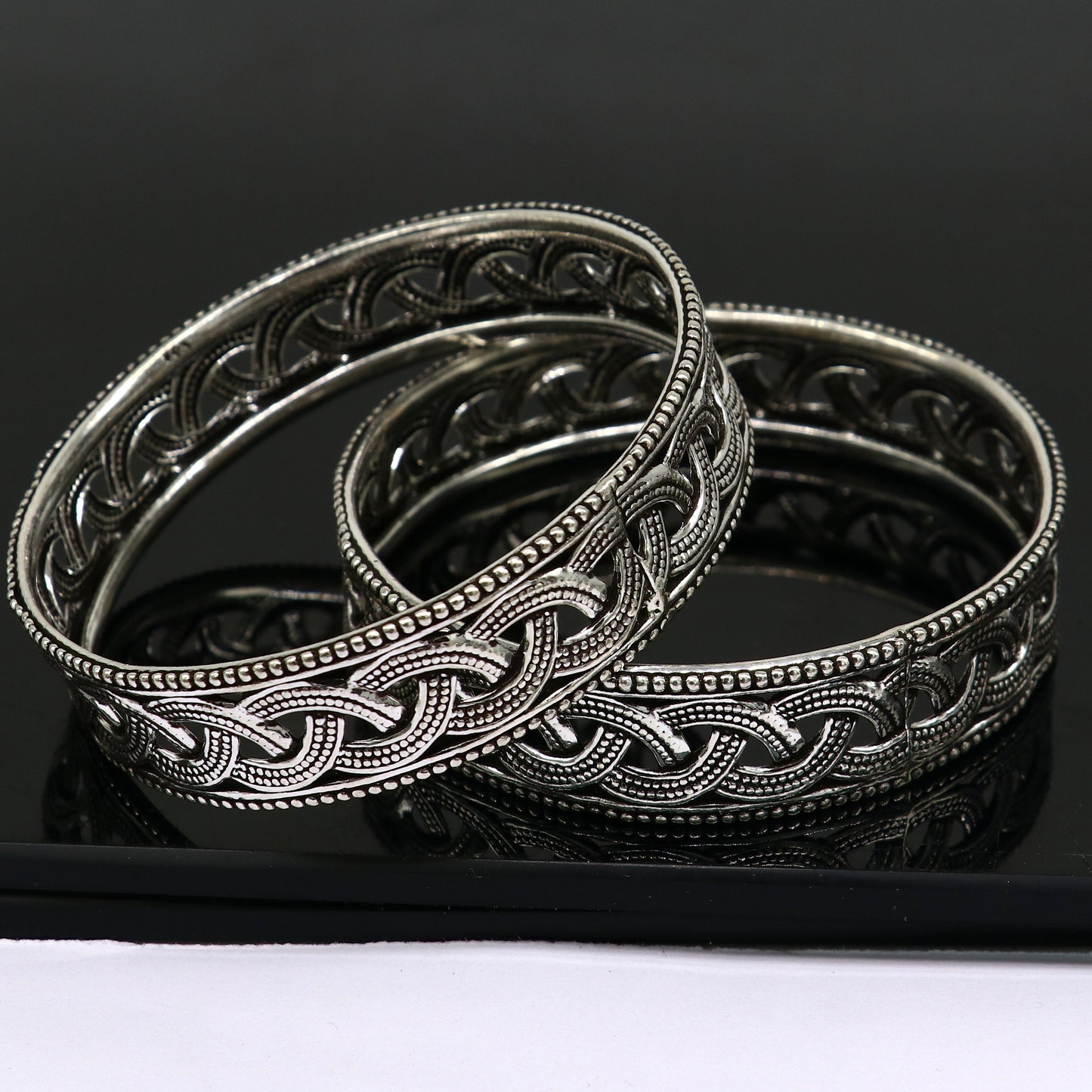 Floral style 925 sterling silver amazing customized bangle bracelet kada , best brides gifting ethnic stylish tribal fashion jewelry nba395 - TRIBAL ORNAMENTS
