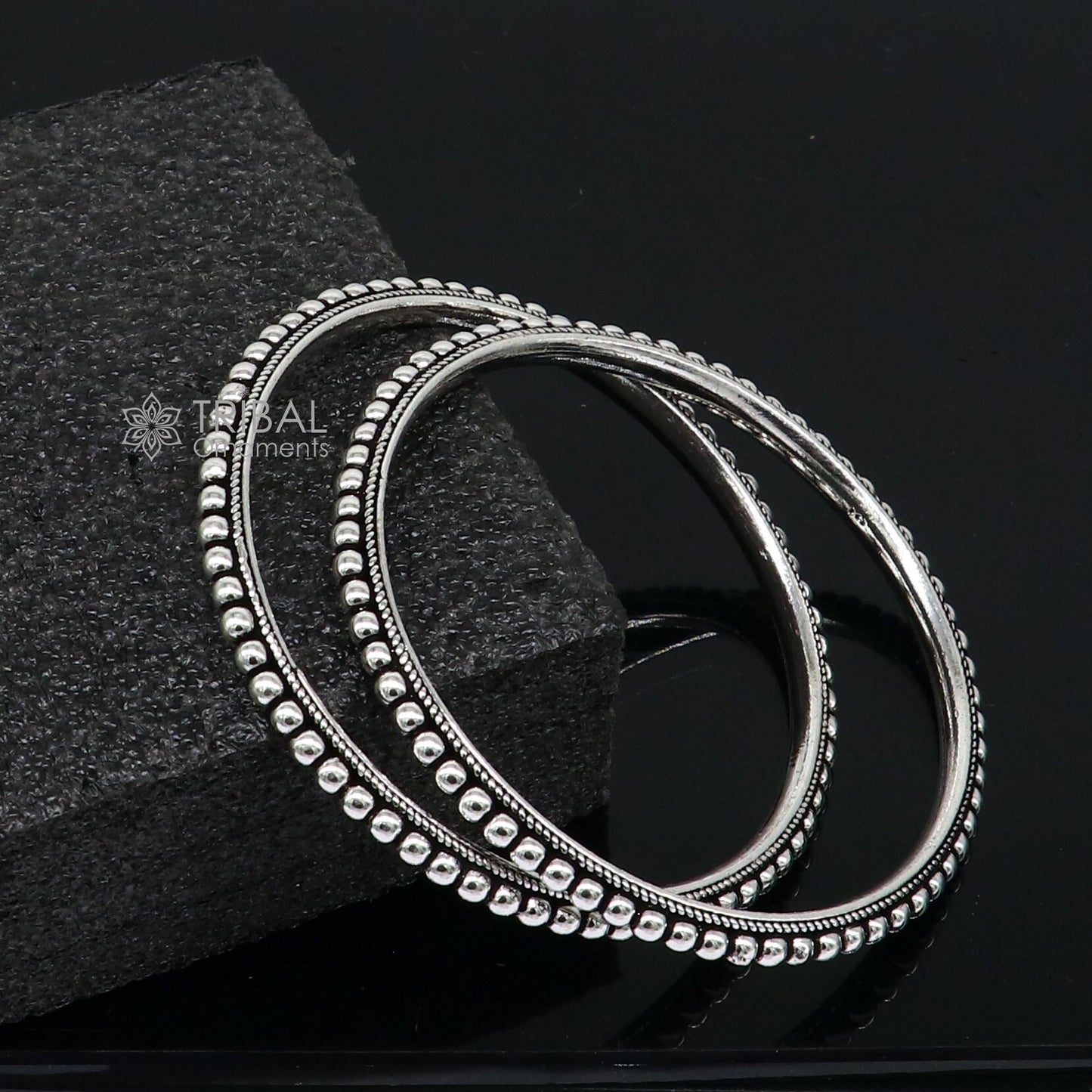 Cultural trendy 925 sterling silver handmade gorgeous bangle bracelet with excellent silver ball work tribal wedding fancy jewelry nba398 - TRIBAL ORNAMENTS