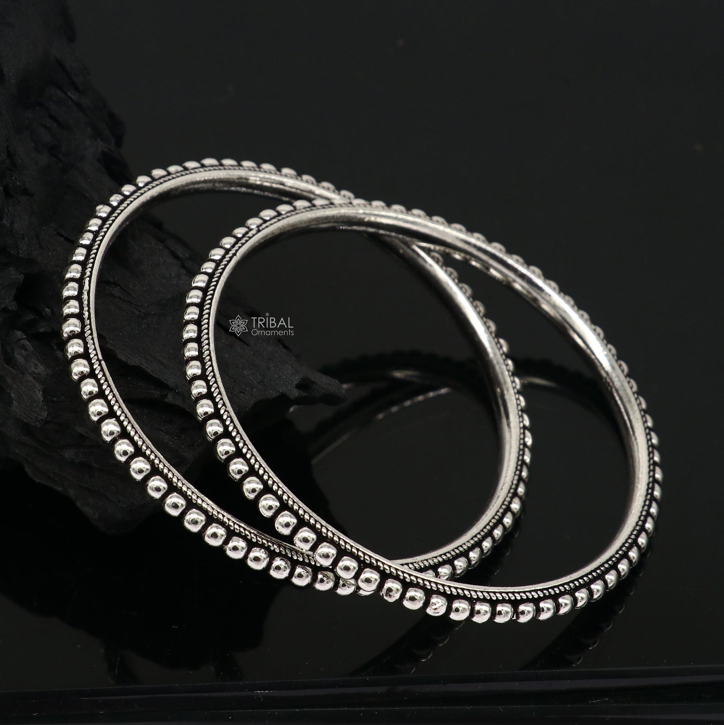 Cultural trendy 925 sterling silver handmade gorgeous bangle bracelet with excellent silver ball work tribal wedding fancy jewelry nba398 - TRIBAL ORNAMENTS