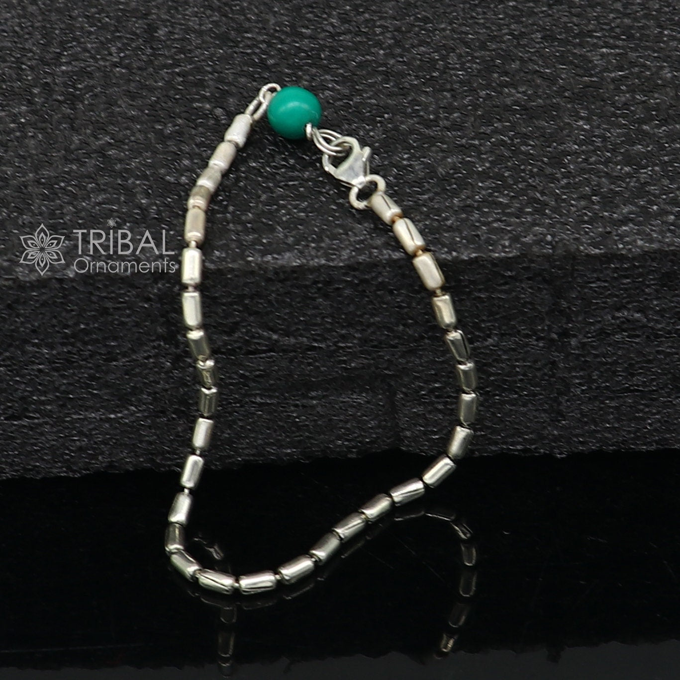 7" inches long vintage design 925 sterling silver handmade chain flexible customized bracelet girl's or boy's tribal jewelry india sbr682 - TRIBAL ORNAMENTS