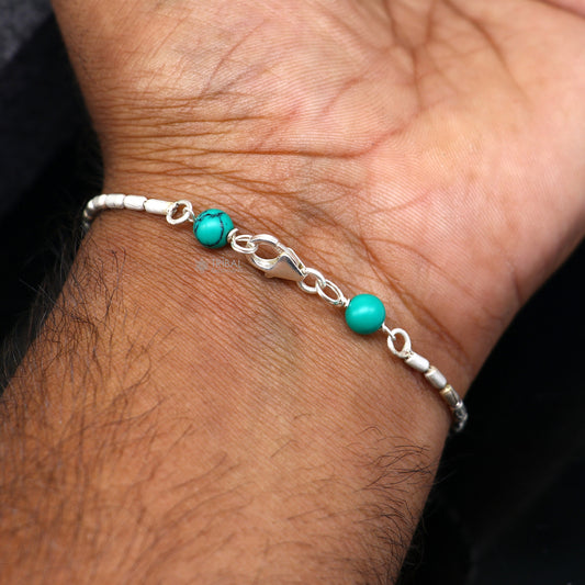 7.5" inches long vintage design 925 sterling silver handmade chain flexible customized bracelet girl's or boy's tribal jewelry india sbr683 - TRIBAL ORNAMENTS