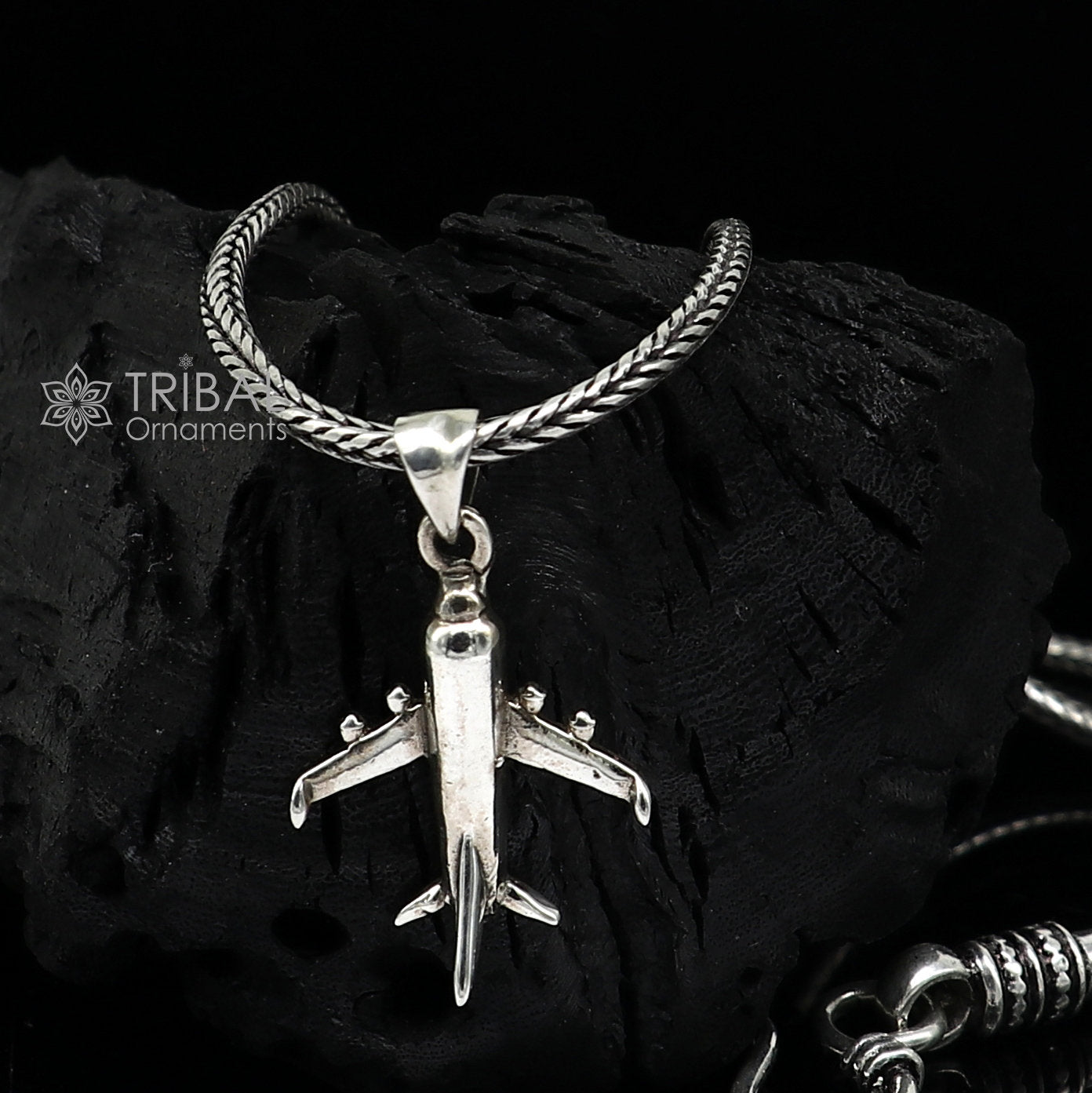 925 pure silver Divine AEROPLANE/Fiter jet pendant best gifting pendant, wheat chain necklace locket delicate unisex jewelry NSP754 - TRIBAL ORNAMENTS