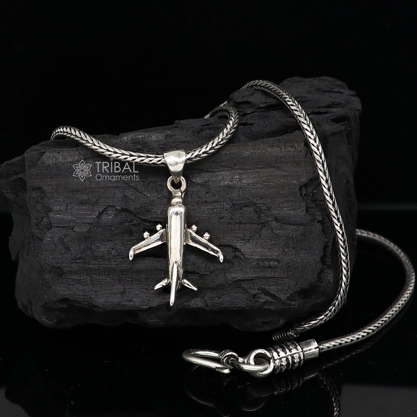 925 pure silver Divine AEROPLANE/Fiter jet pendant best gifting pendant, wheat chain necklace locket delicate unisex jewelry NSP754 - TRIBAL ORNAMENTS