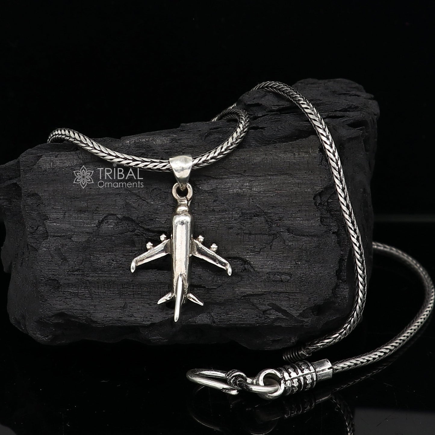 925 pure silver Divine AEROPLANE/Fiter jet pendant best gifting pendant, wheat chain necklace locket delicate unisex jewelry NSP754 - TRIBAL ORNAMENTS