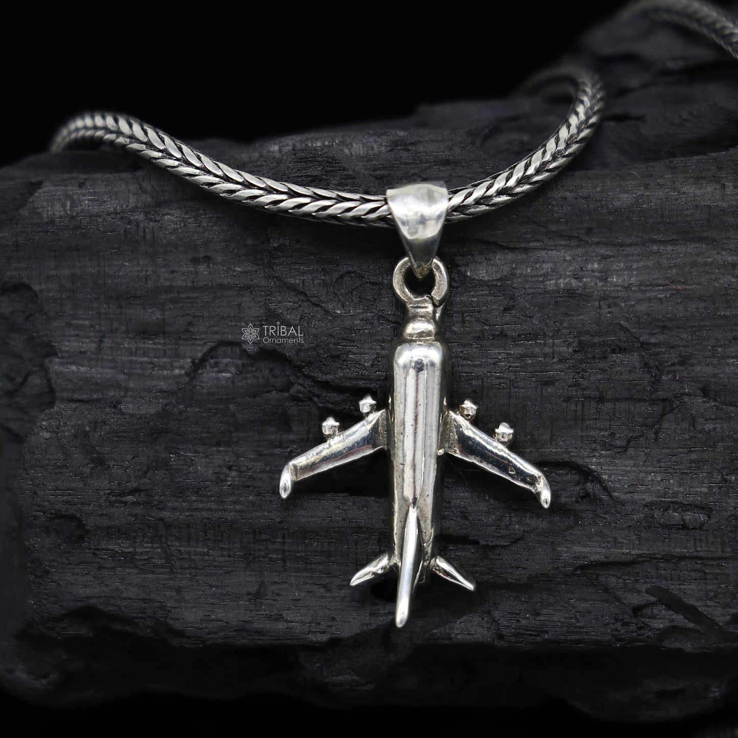 925 pure silver Divine AEROPLANE/Fiter jet pendant best gifting pendant, wheat chain necklace locket delicate unisex jewelry NSP754 - TRIBAL ORNAMENTS