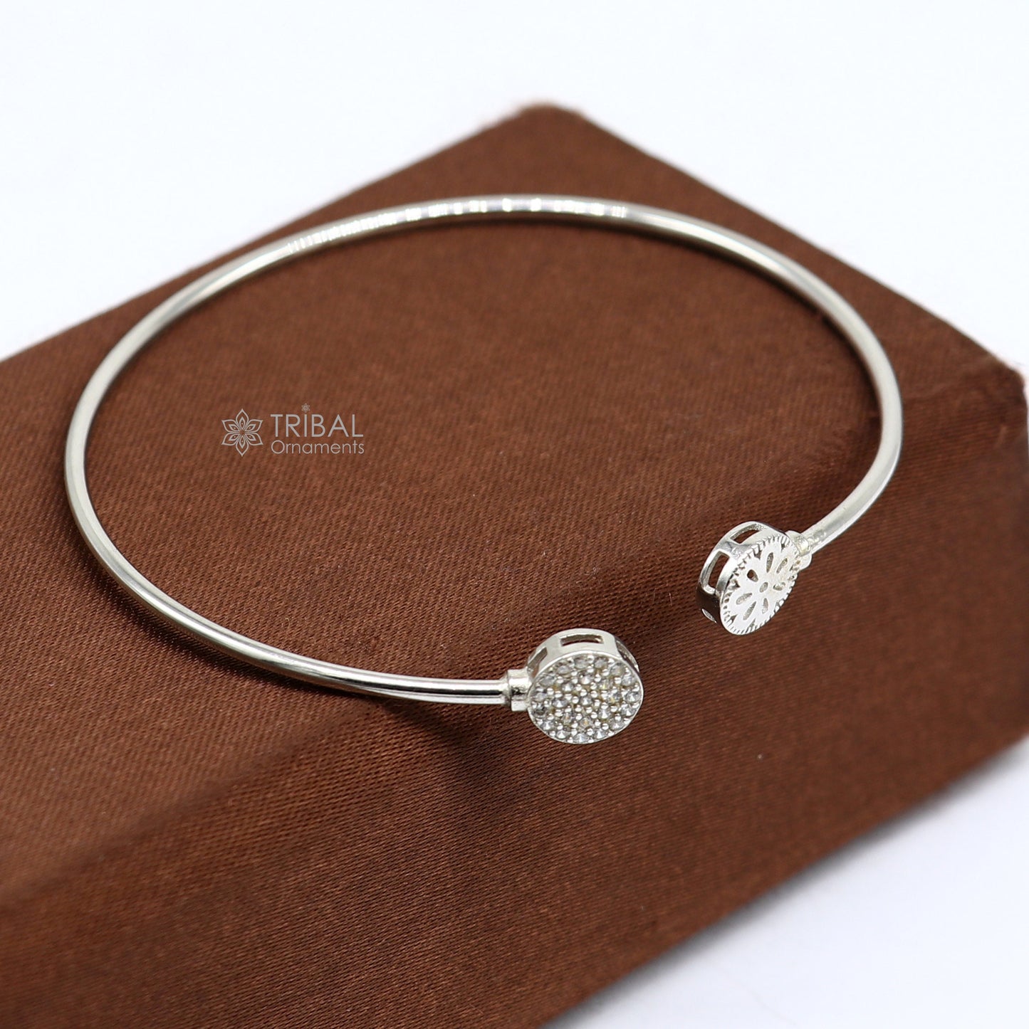 925 sterling silver handmade amazing trendy stylish girl's cuff kada bracelet, best delicate unique light weight gifting for girls cuff171 - TRIBAL ORNAMENTS