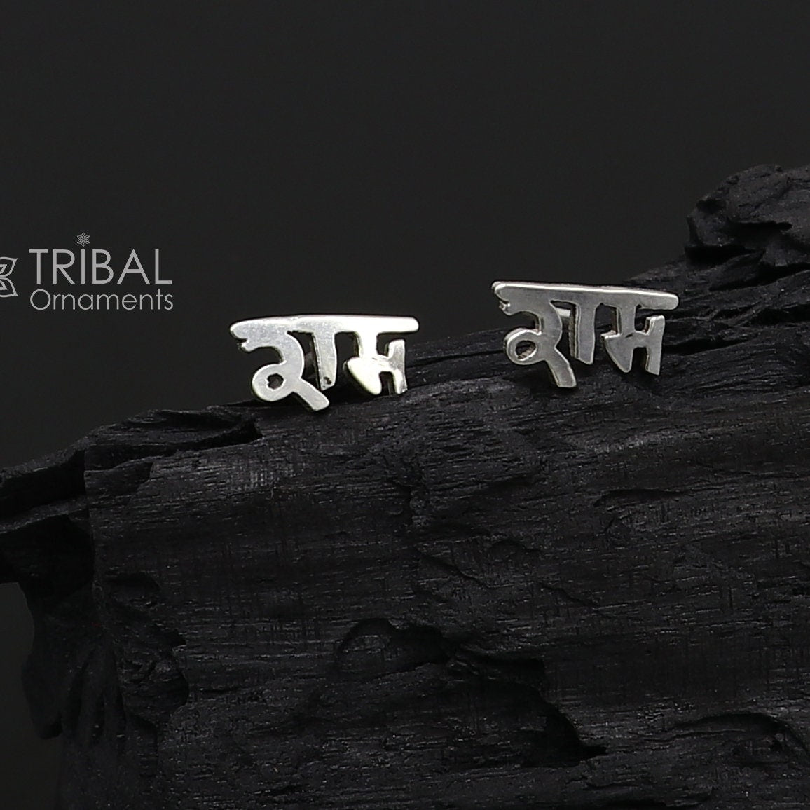 925 Sterling silver handmade Indian god lord Rama stud earring solid silver unisex jewelry from rajasthan india s1210 - TRIBAL ORNAMENTS