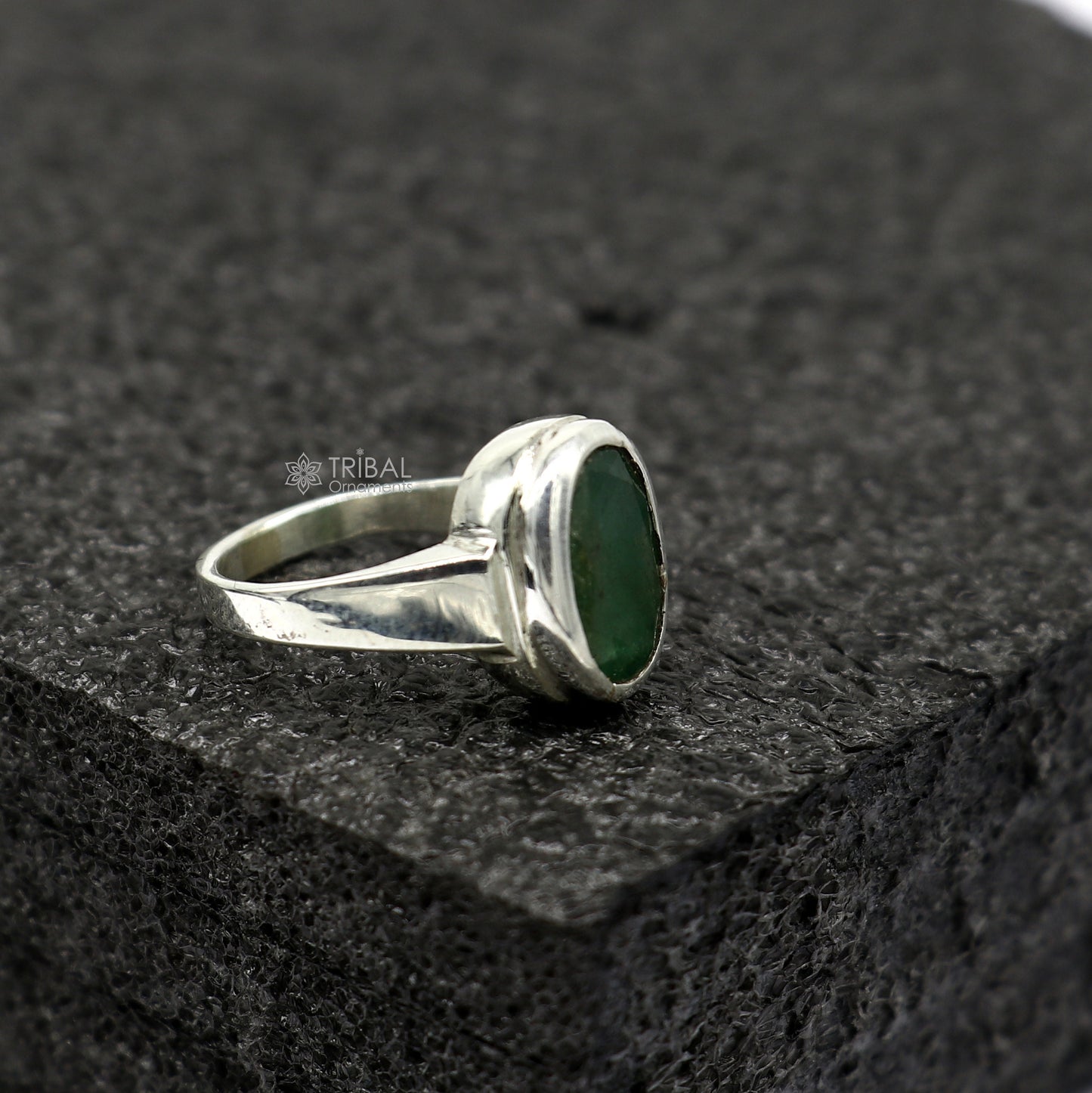 Authentic real 6 carat Green emerald stone 925 sterling silver handmade ring band for both men's and girl's, best Astro ring sr377 - TRIBAL ORNAMENTS