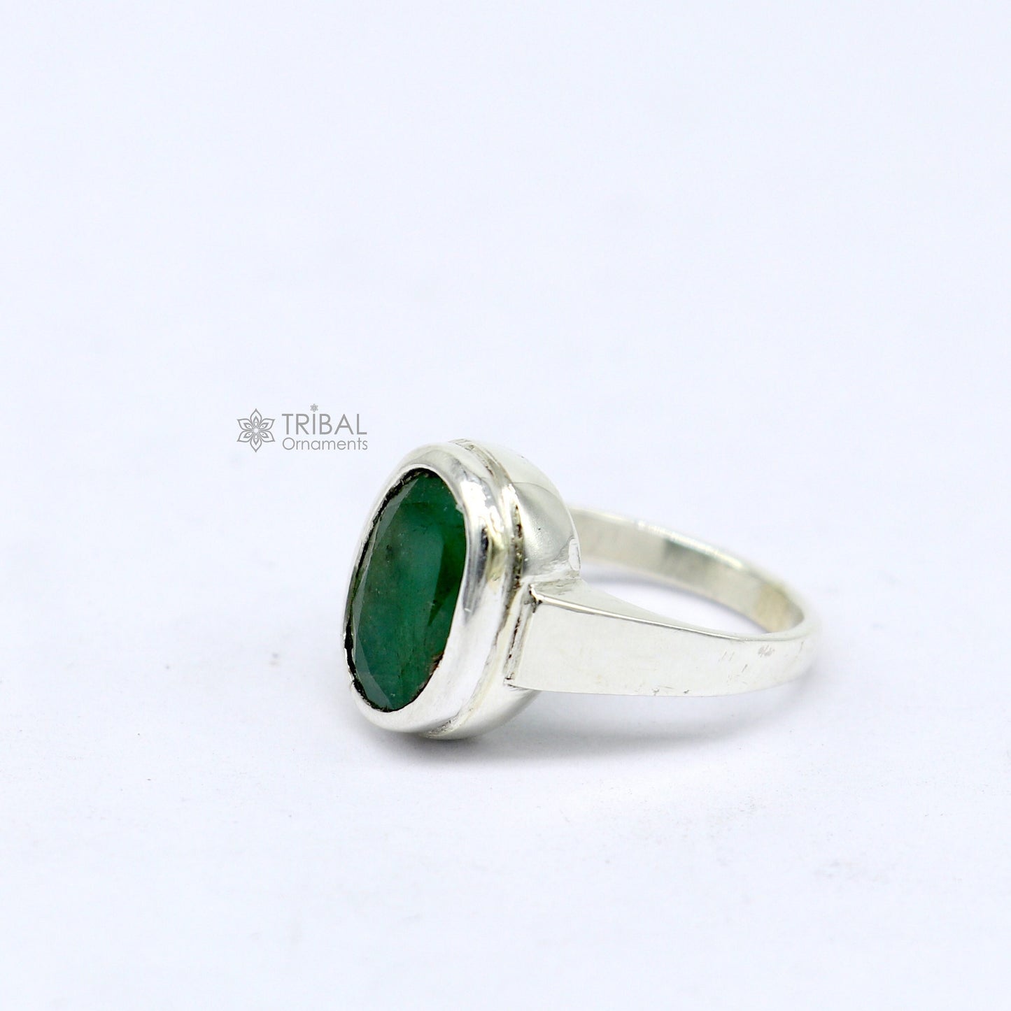 Authentic real 6 carat Green emerald stone 925 sterling silver handmade ring band for both men's and girl's, best Astro ring sr377 - TRIBAL ORNAMENTS
