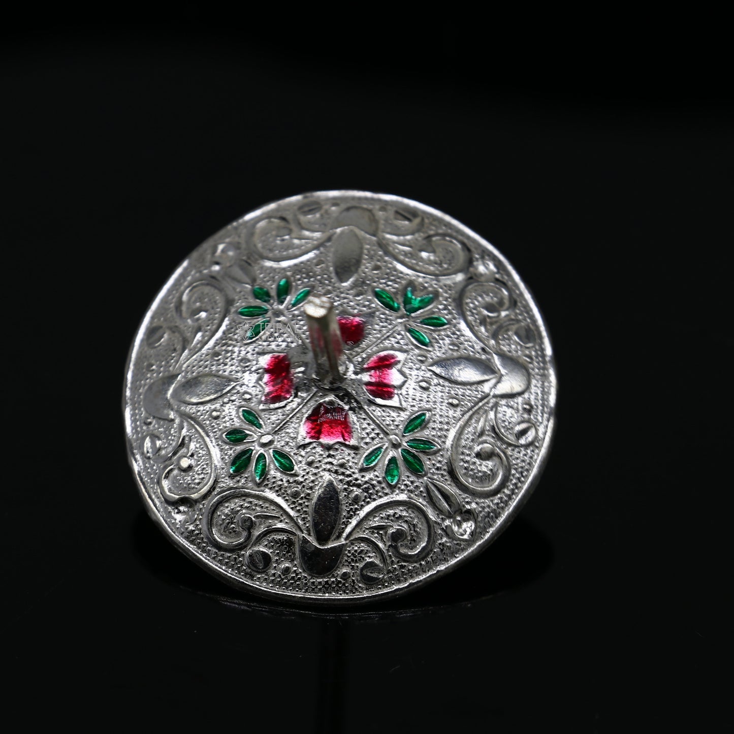 925 sterling silver handmade enamel work Firki or Lattu toy , best silver toy for your baby Krishna idols, best silver article india su1154 - TRIBAL ORNAMENTS