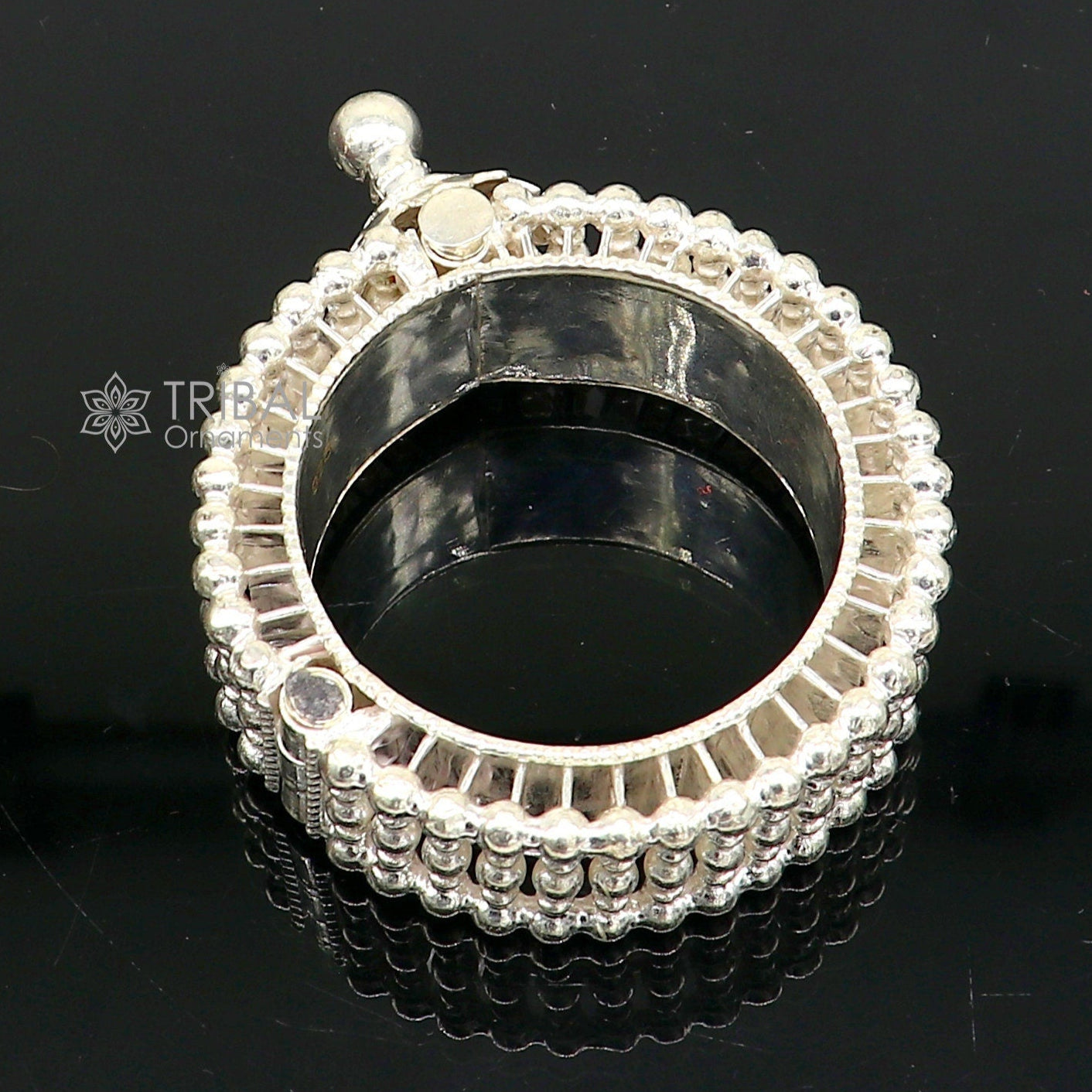 Indian Traditional cultural design trendy 925 sterling silver handmade cuff kada bracelet amazing vintage design brides bangle cuff185 - TRIBAL ORNAMENTS