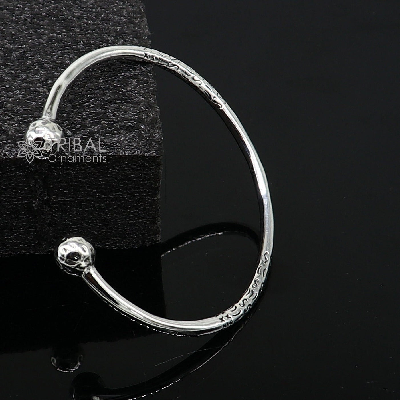 925 sterling silver plain shiny design customized double ball bangle bracelet kada, best stylish brides bangle belly dance jewelry cuff178 - TRIBAL ORNAMENTS