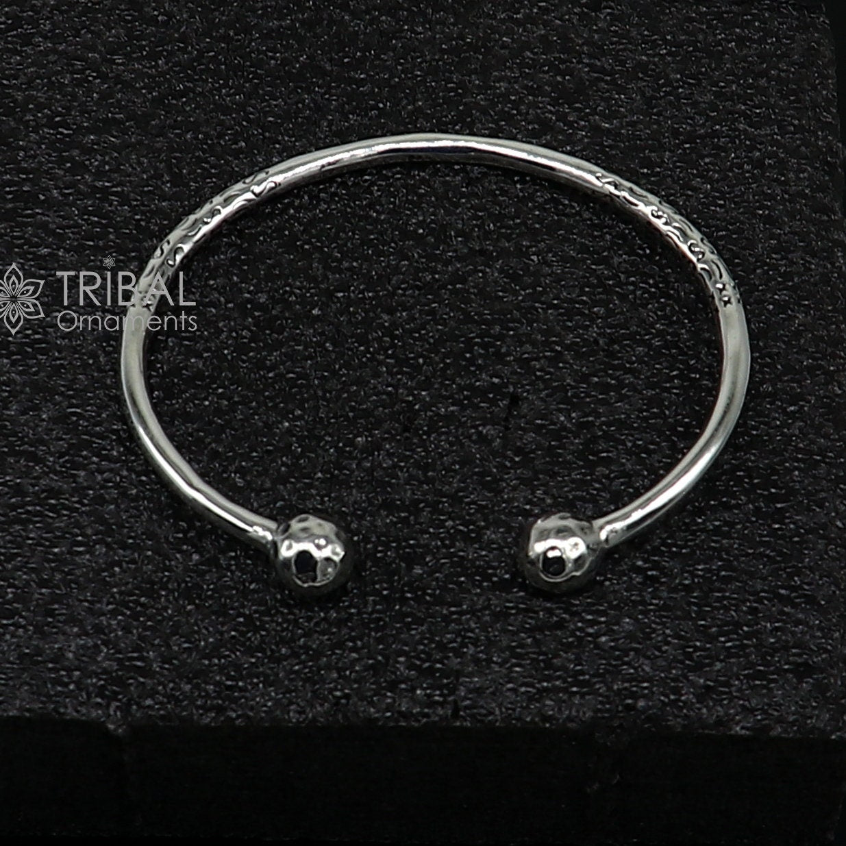 925 sterling silver plain shiny design customized double ball bangle bracelet kada, best stylish brides bangle belly dance jewelry cuff178 - TRIBAL ORNAMENTS