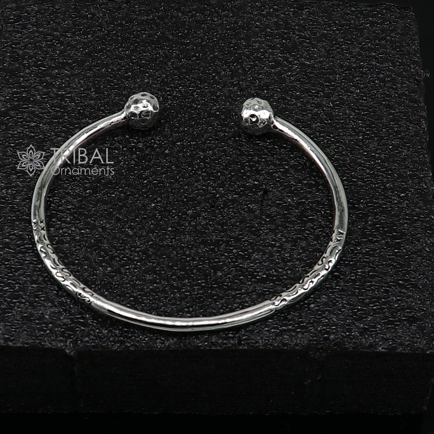 925 sterling silver plain shiny design customized double ball bangle bracelet kada, best stylish brides bangle belly dance jewelry cuff178 - TRIBAL ORNAMENTS