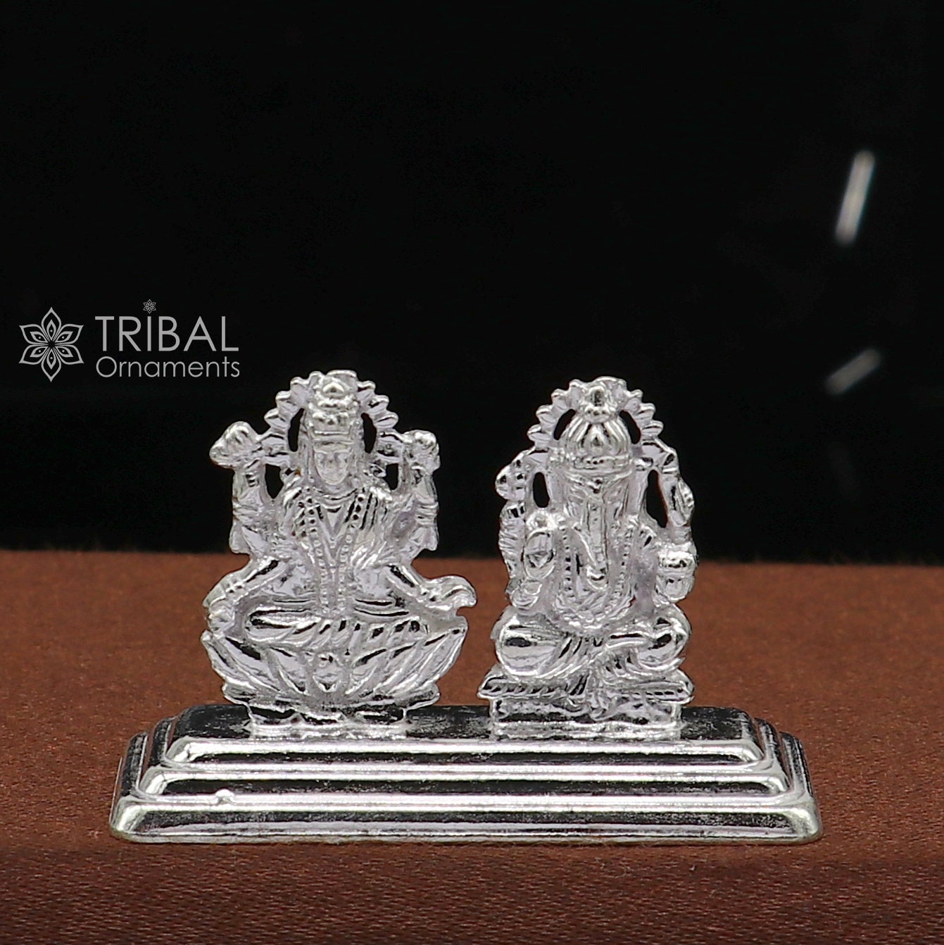 1" 925 Sterling silver handmade gorgeous Hindu idols Lakshmi and Ganesha statue, puja article figurine, home décor Diwali puja gift art662 - TRIBAL ORNAMENTS