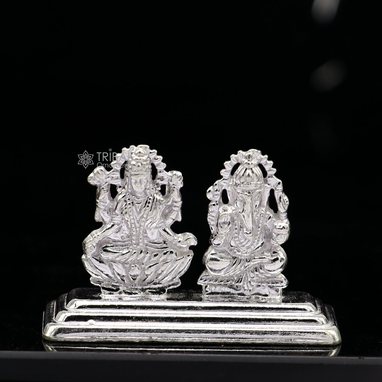 1" 925 Sterling silver handmade gorgeous Hindu idols Lakshmi and Ganesha statue, puja article figurine, home décor Diwali puja gift art662 - TRIBAL ORNAMENTS