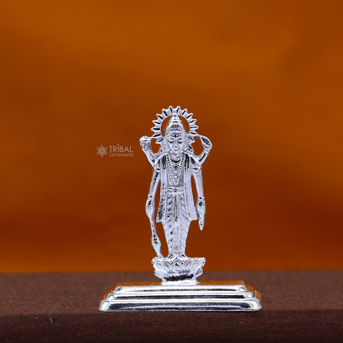 Divine sterling silver handmade Lord Vishnu Standing statue or Narayana figurine Murti , amazing Stunning puja worshipping figurine art664 - TRIBAL ORNAMENTS