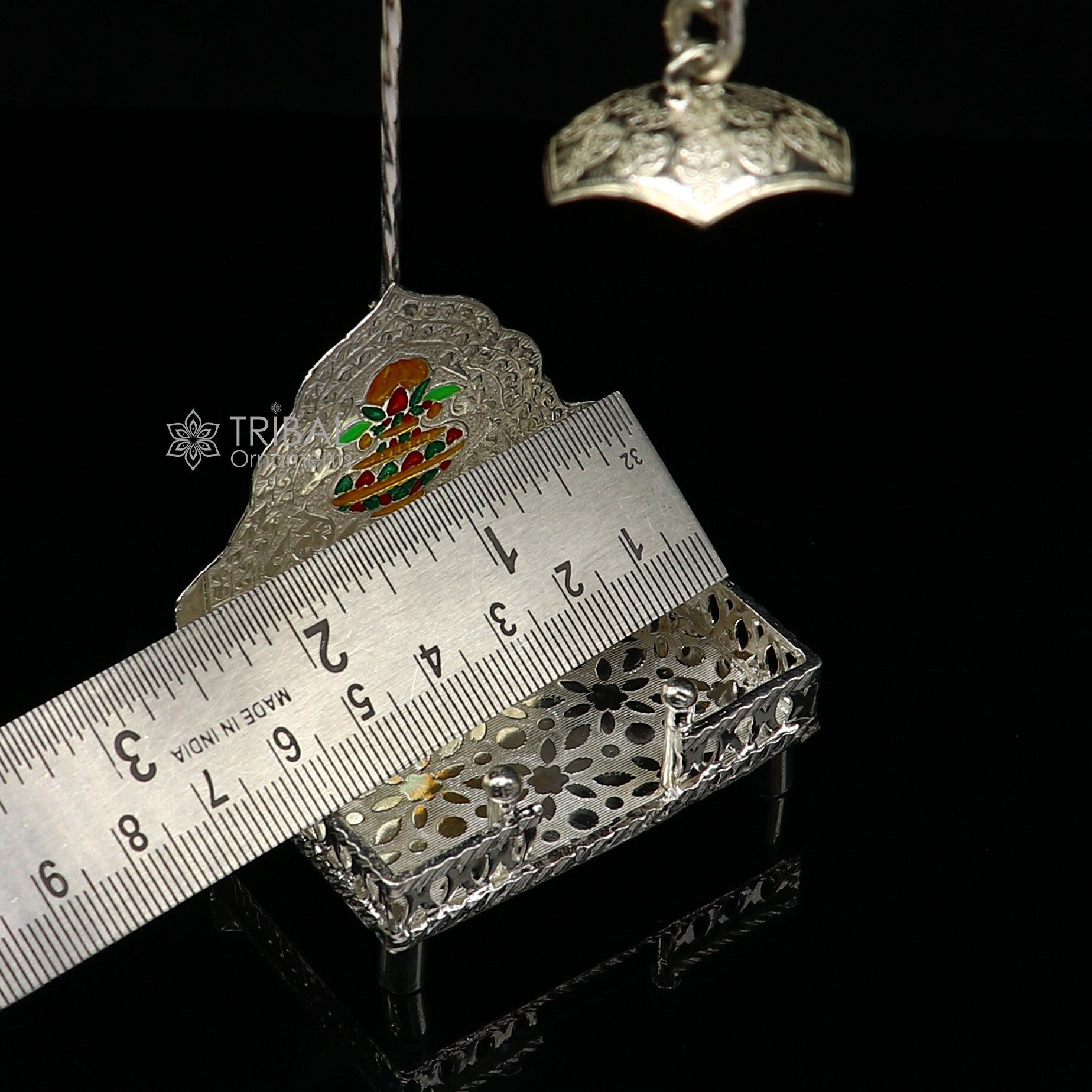 925 pure sterling silver handcrafted small sinhasan, idol krishna Bal Gopala throne, god statue's stand chair temple art puja article su1168 - TRIBAL ORNAMENTS