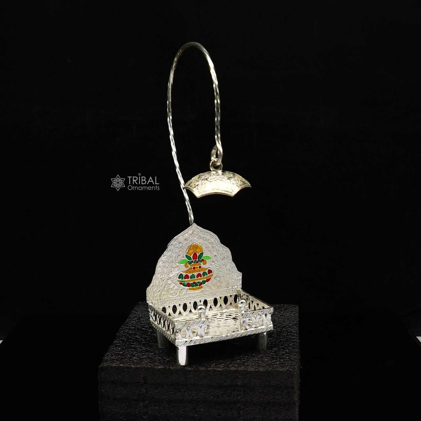 925 pure sterling silver handcrafted small singhasan, idol krishna Bal Gopala throne, god statue's chair, divine silver Chauki Aasan su1170 - TRIBAL ORNAMENTS