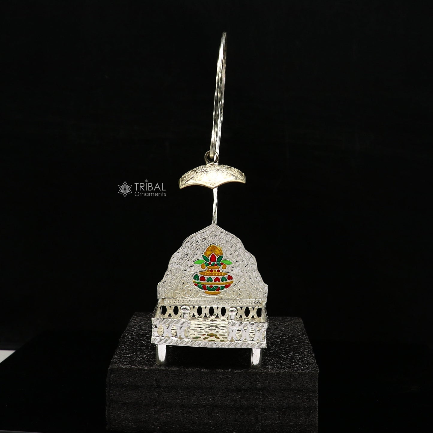 925 pure sterling silver handcrafted small singhasan, idol krishna Bal Gopala throne, god statue's chair, divine silver Chauki Aasan su1170 - TRIBAL ORNAMENTS