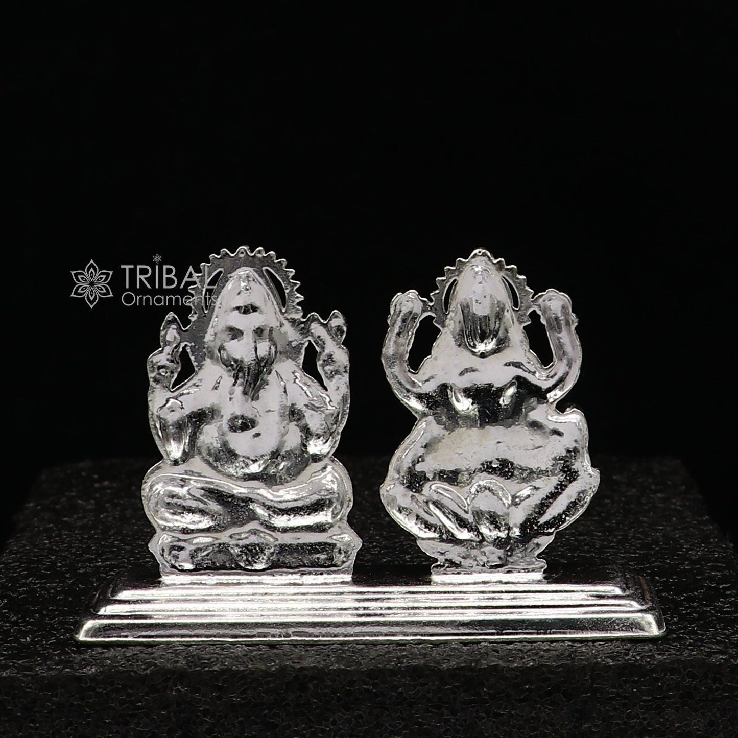 1.6" 925 Sterling silver handmade gorgeous Hindu idols Lakshmi and Ganesha statue, puja article figurine, home décor Diwali puja gift art666 - TRIBAL ORNAMENTS