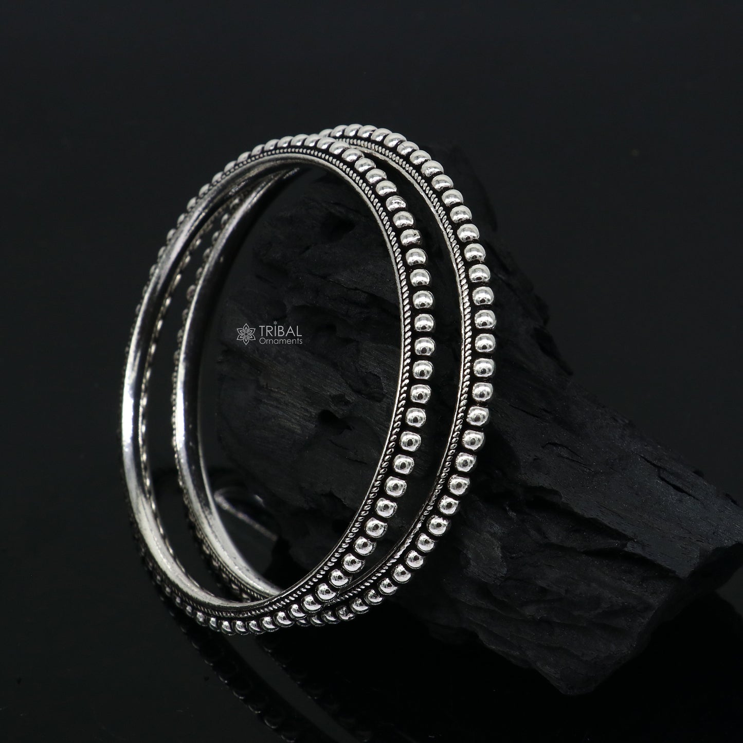 Cultural trendy 925 sterling silver handmade gorgeous bangle bracelet with excellent silver ball work tribal wedding fancy jewelry nba398 - TRIBAL ORNAMENTS