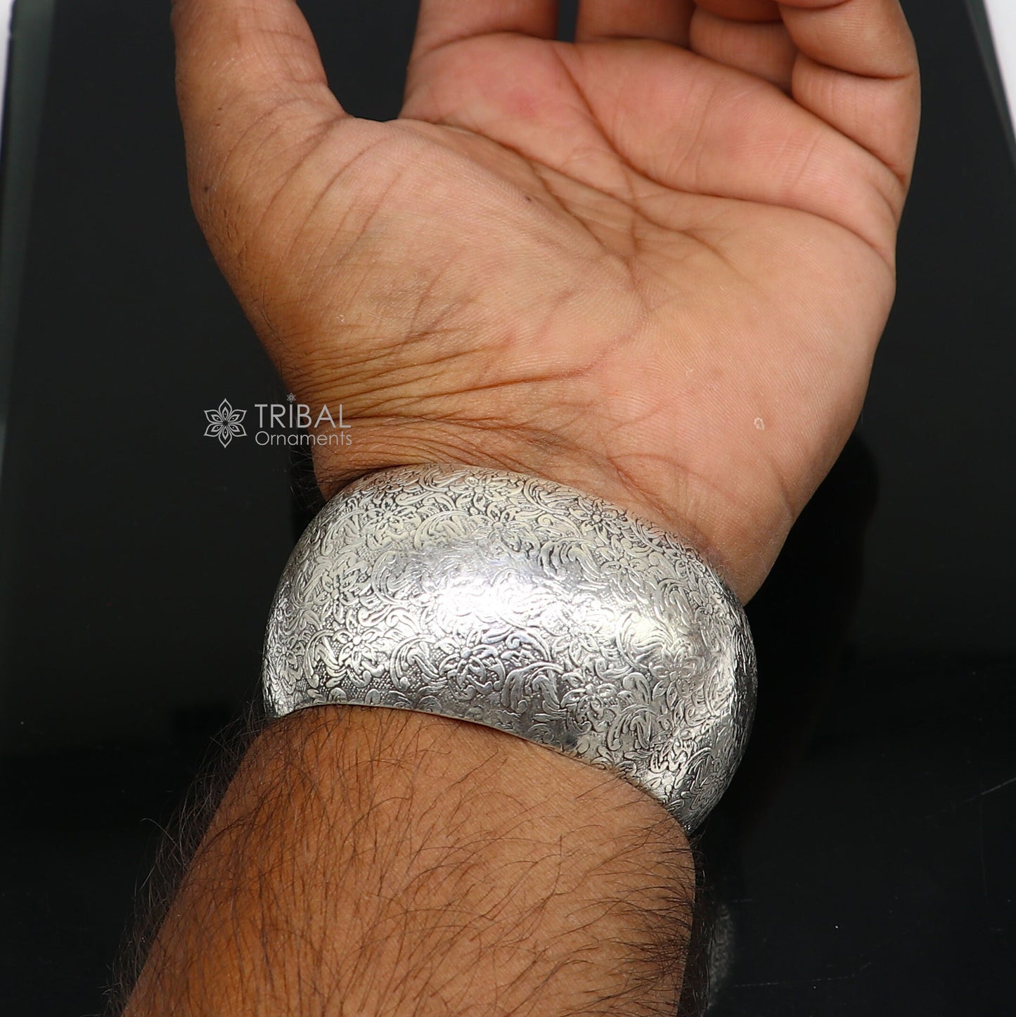 Exclusive custom design 925 sterling silver handmade adjustable open face kada bangle bracelet, elegant unisex personalized jewelry cuff182 - TRIBAL ORNAMENTS