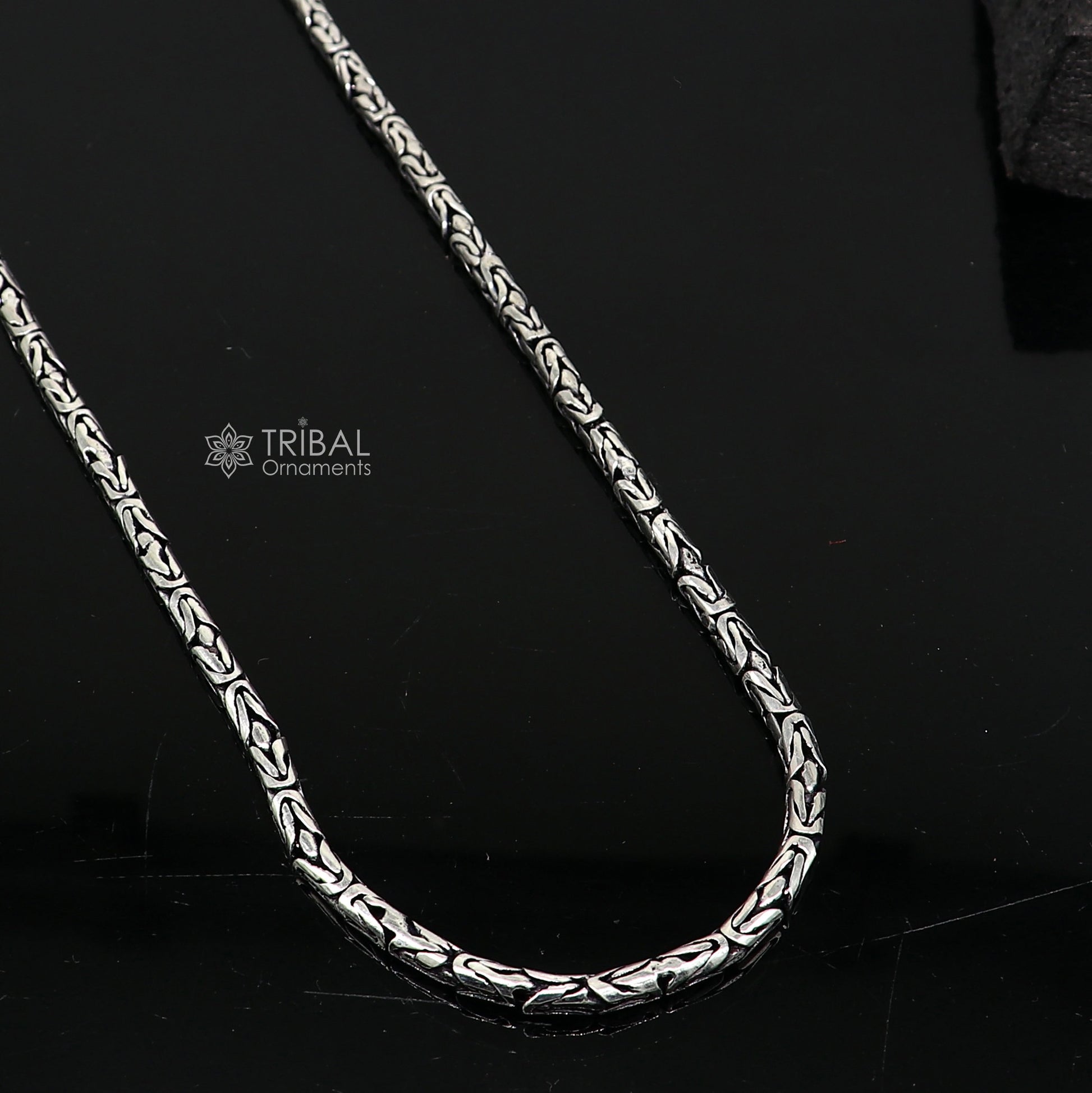 4mm 925 sterling silver handmade solid vintage byzantine design chain heavy  necklace, amazing luxury royal gifting designer jewelry ch563 - TRIBAL ORNAMENTS